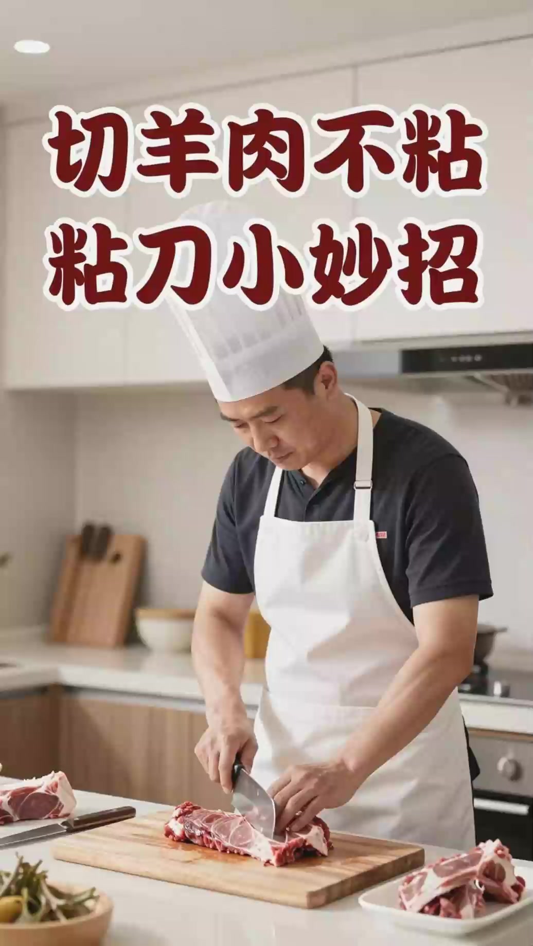 切羊肉不粘连，放入冰箱微冻片刻更好下刀。