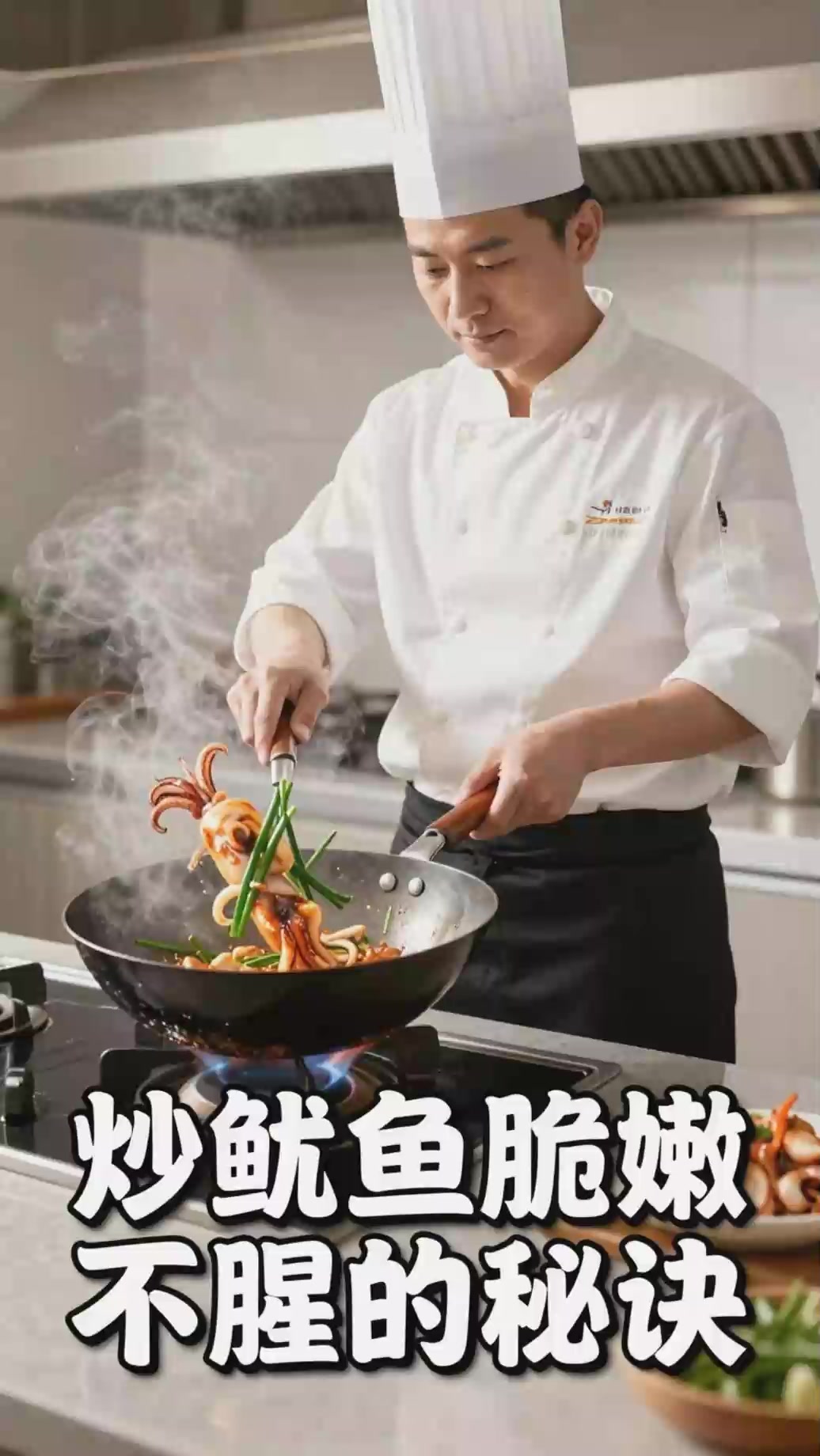 炒鱿鱼打花刀,焯水卷曲,爆炒加韭菜,脆嫩不腥!