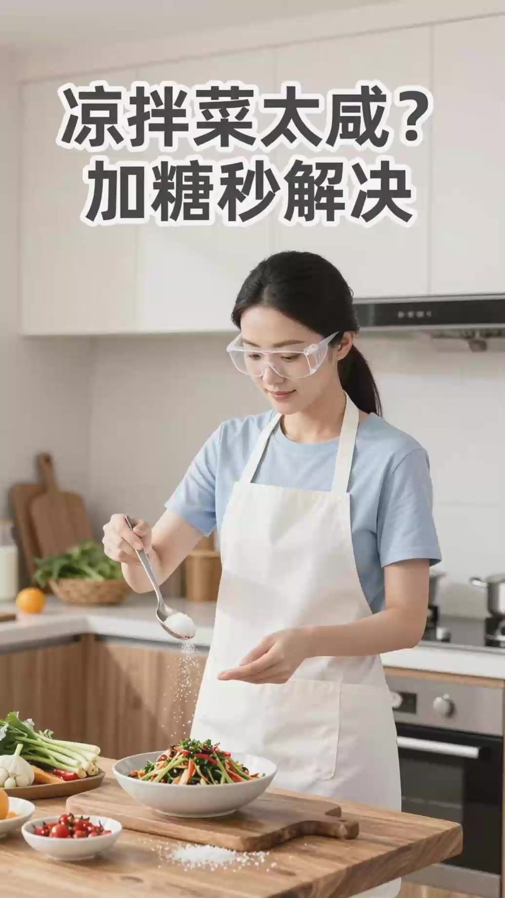 《凉拌菜调味过咸？加少许白糖中和，口感刚刚好》