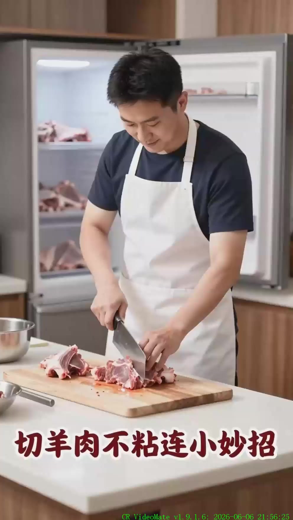 切羊肉不粘连，放入冰箱微冻片刻更好下刀