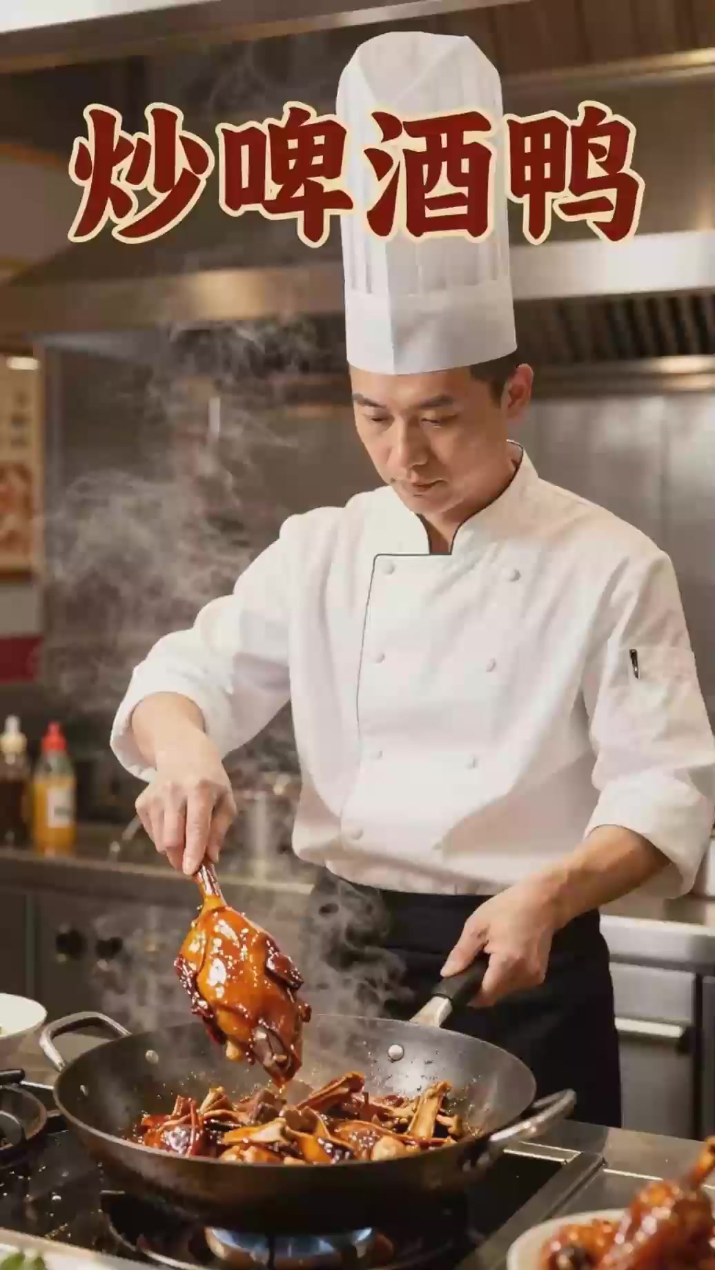 炒啤酒鸭鸭肉煸干，啤酒代替水炖！