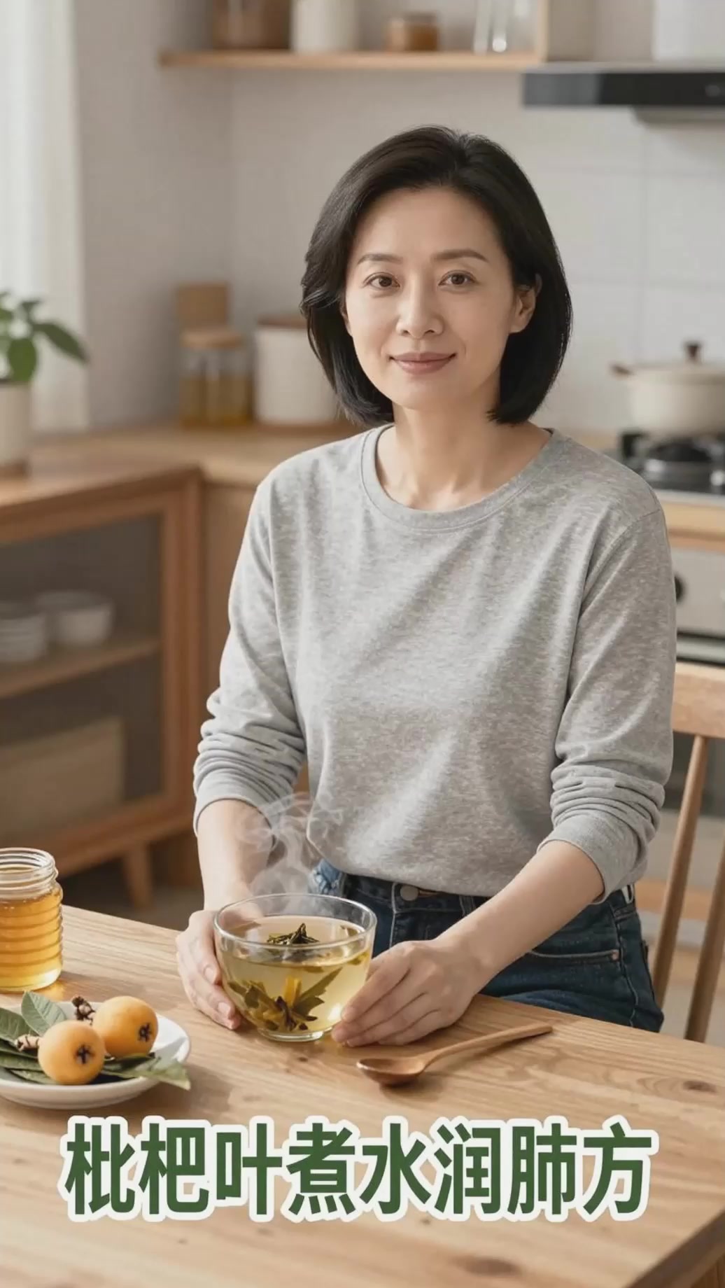 没有止咳糖浆怎么做？枇杷叶煮水加蜂蜜润肺。