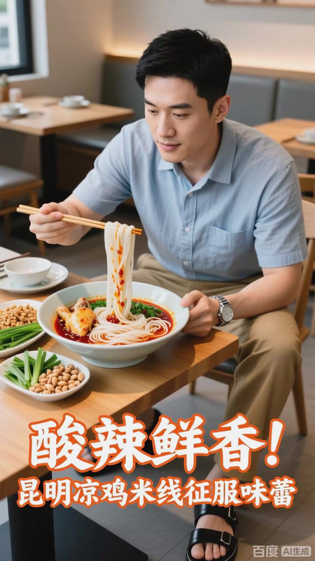 昆明凉鸡米线：酸辣鲜香，米线滑嫩风味独特。