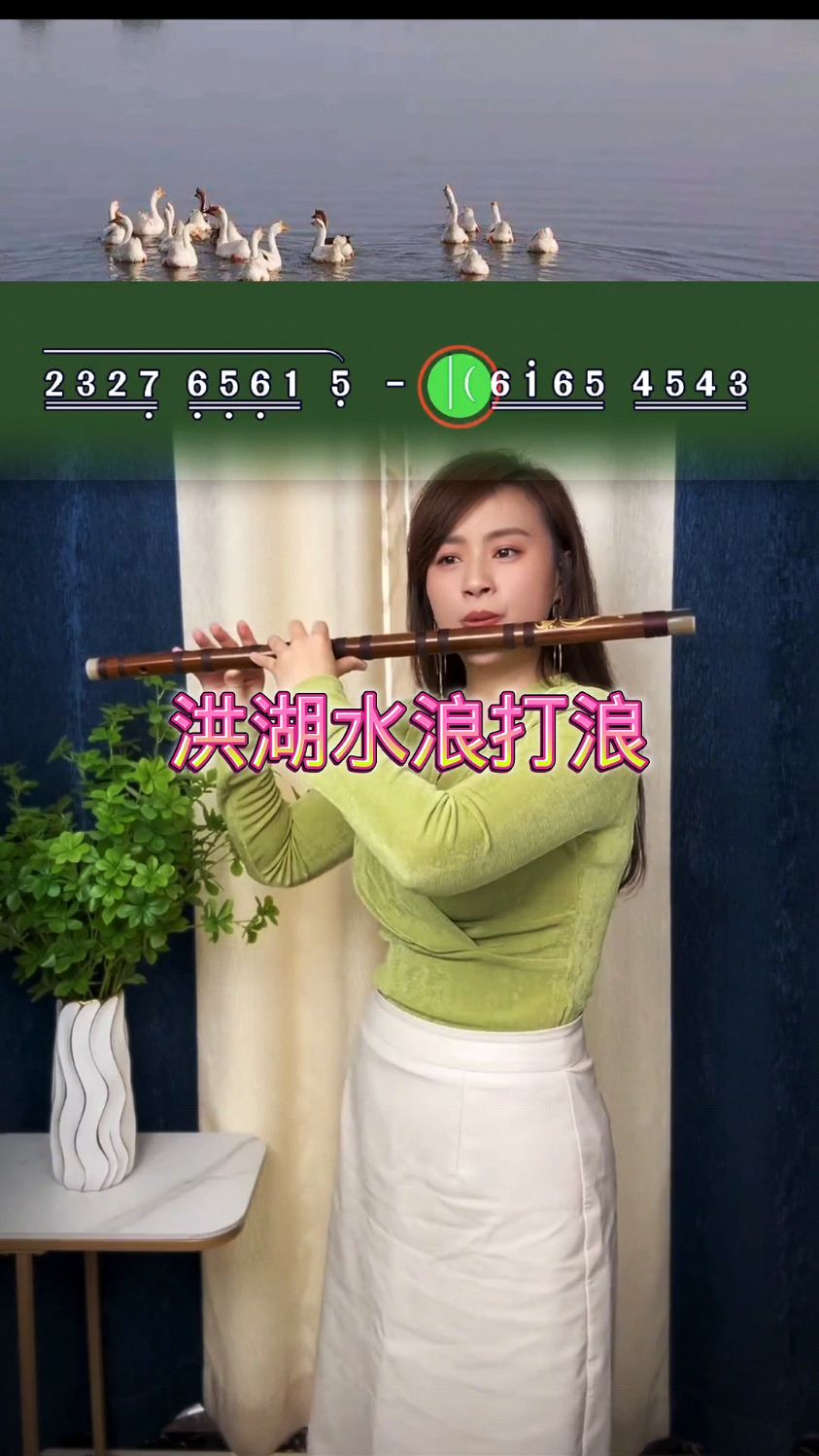 《洪湖水浪打浪》笛子动态简谱示范