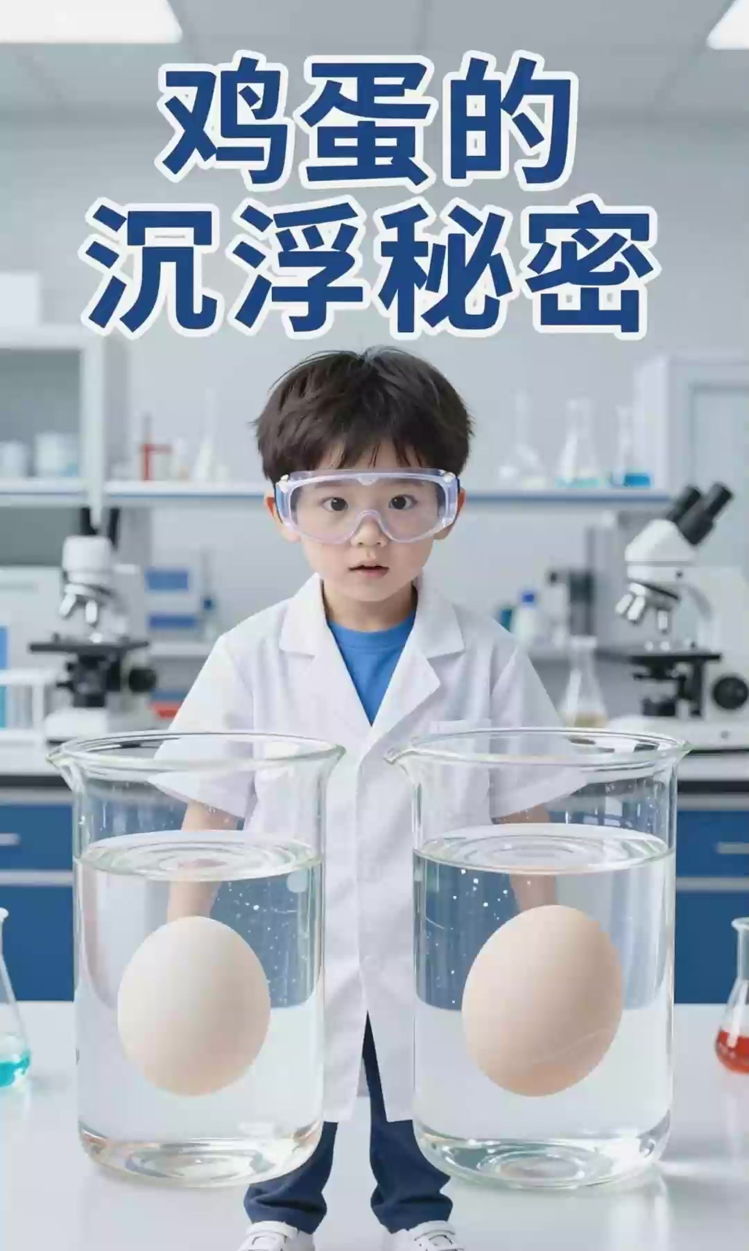 科学实验:浮力原理实验,盐水与淡水区别让鸡蛋在不同液体中沉浮反转