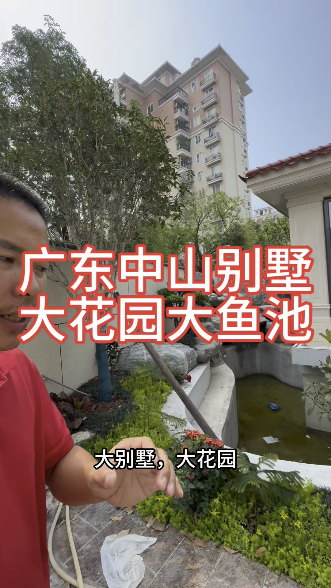 #广东中山 广东中山别墅花园实景,大别墅大花园大鱼池 #鱼池设计