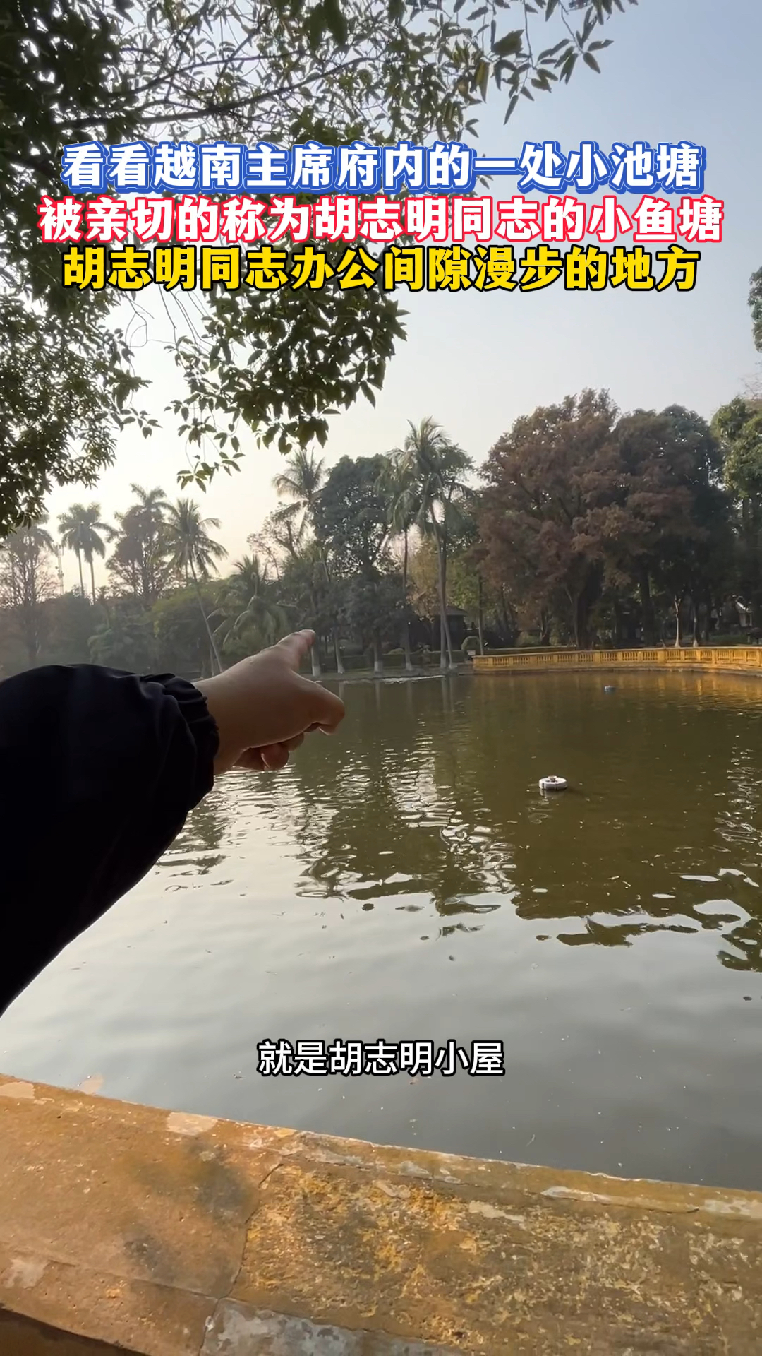 越南主席府内一处景色优美的小池塘,被称为 胡志明同志的小鱼塘