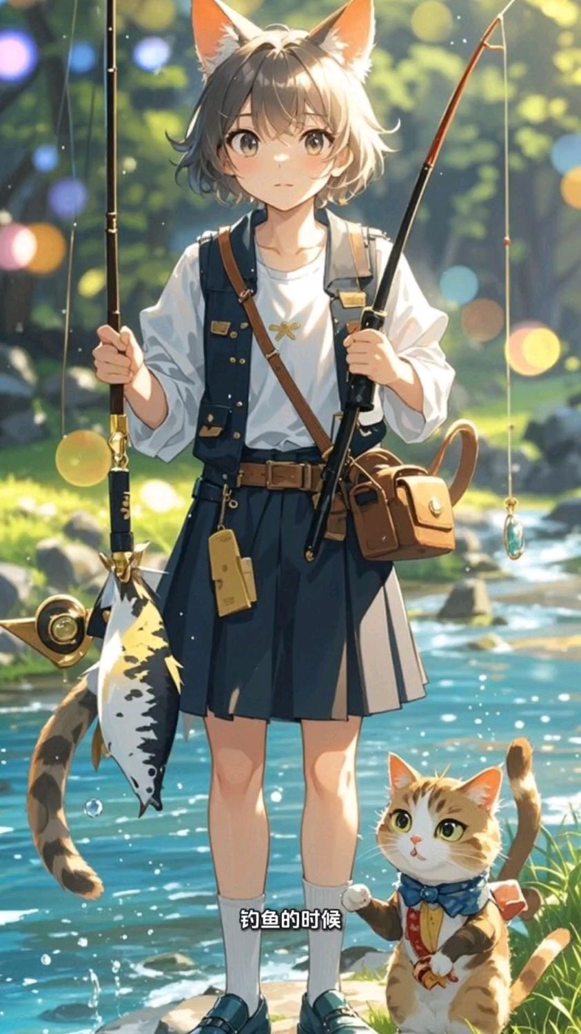 儿童故事 小花猫去钓鱼