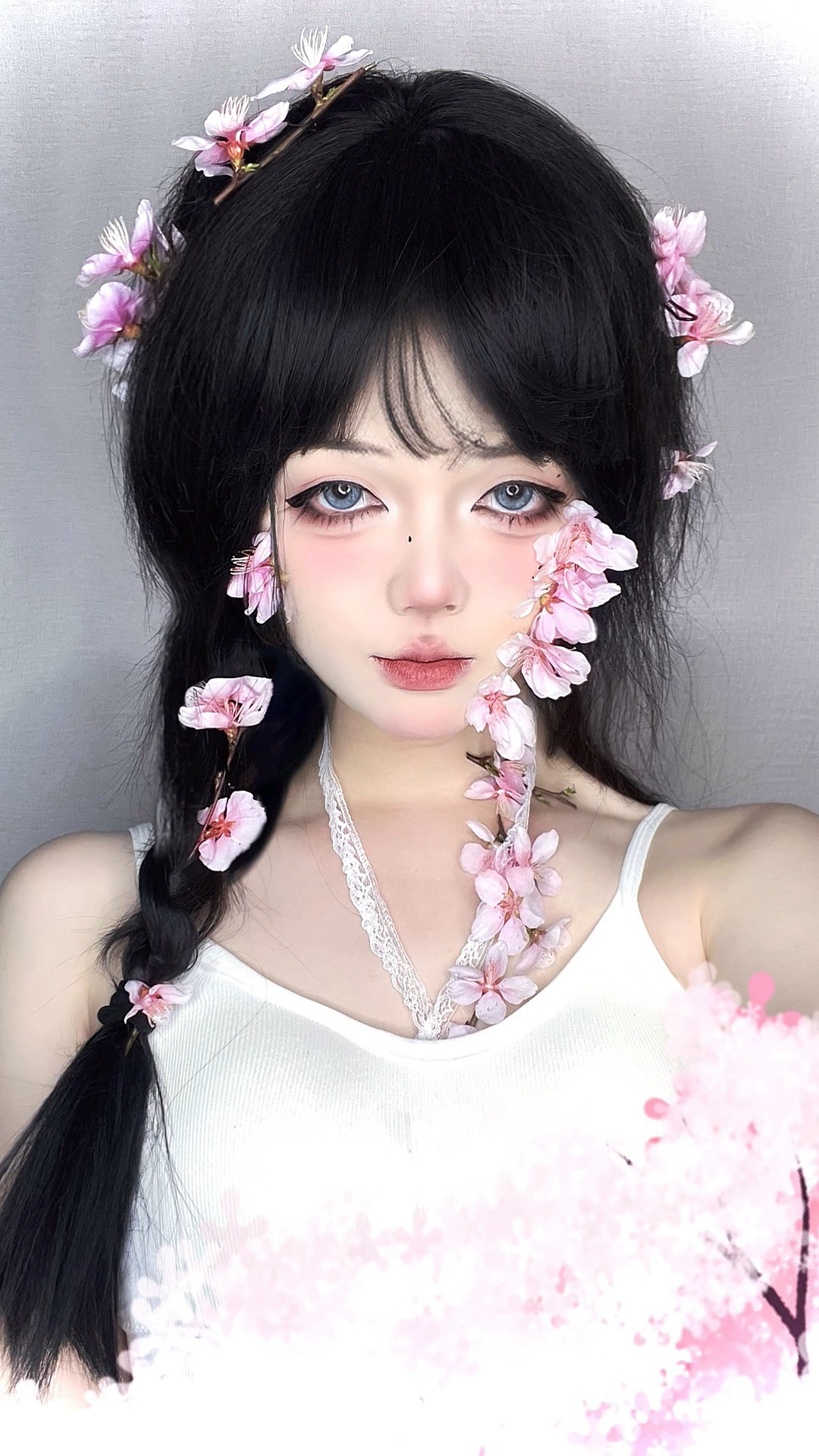 今天是粉色桃花妆容!