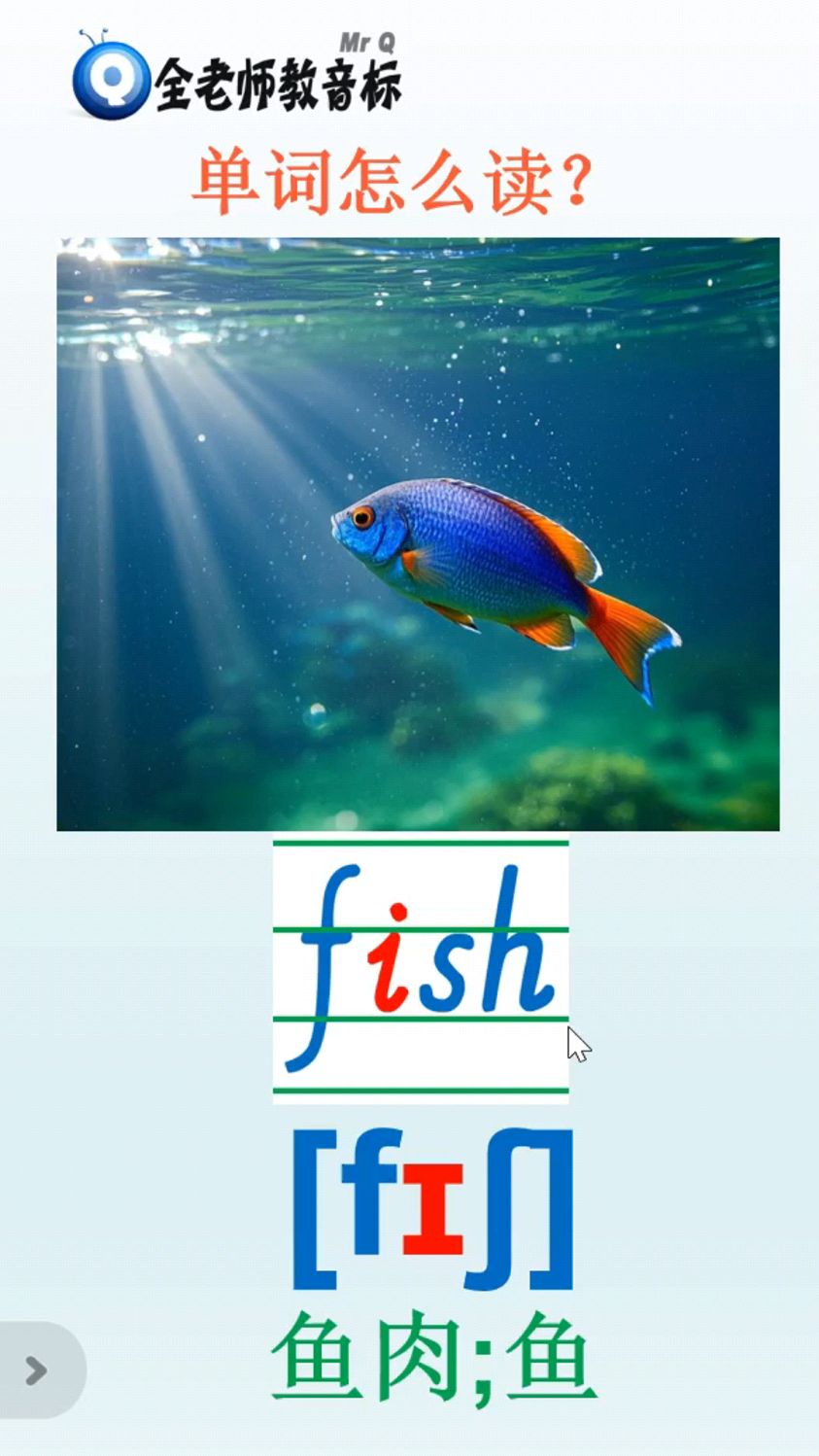鱼肉fish怎么读,英语音标怎样拼