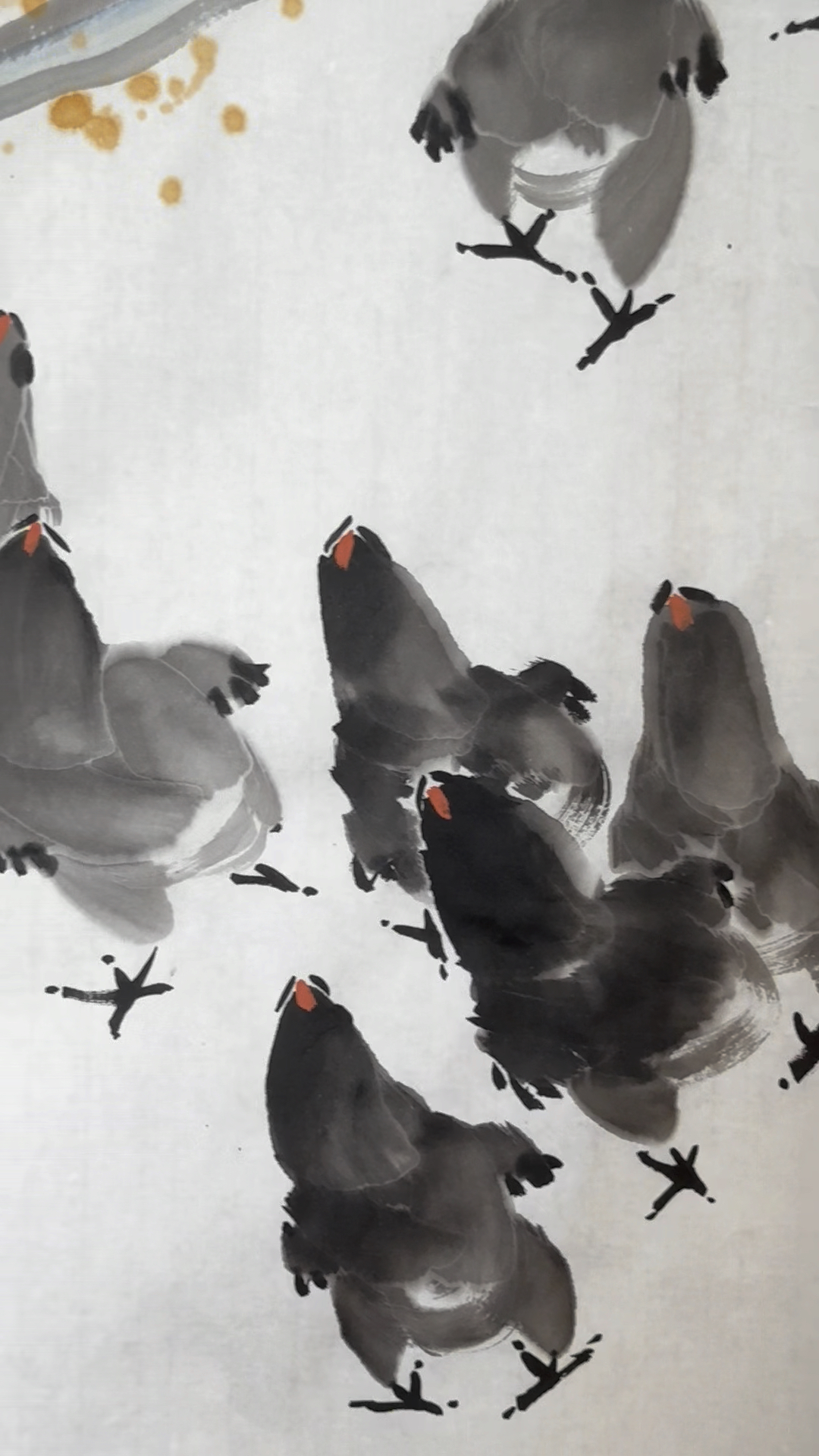 画家墨豪写意画小鸡独具一格