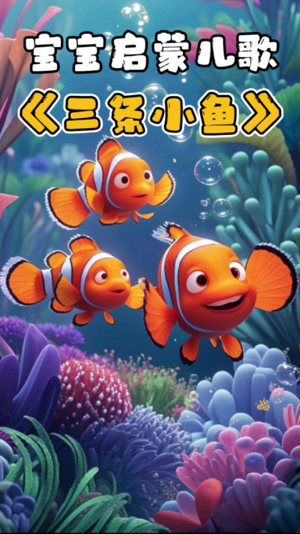 《三条小鱼》早教启蒙儿歌，赶紧给娃收藏着吧