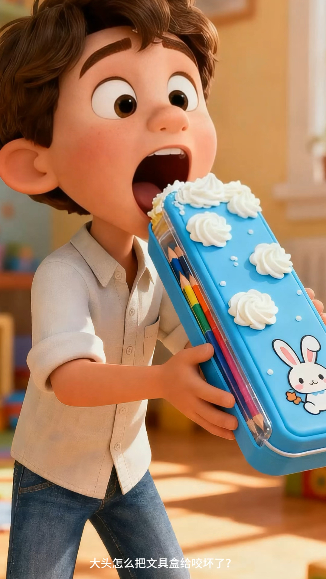 小朋友做的房子造型蛋糕真好吃