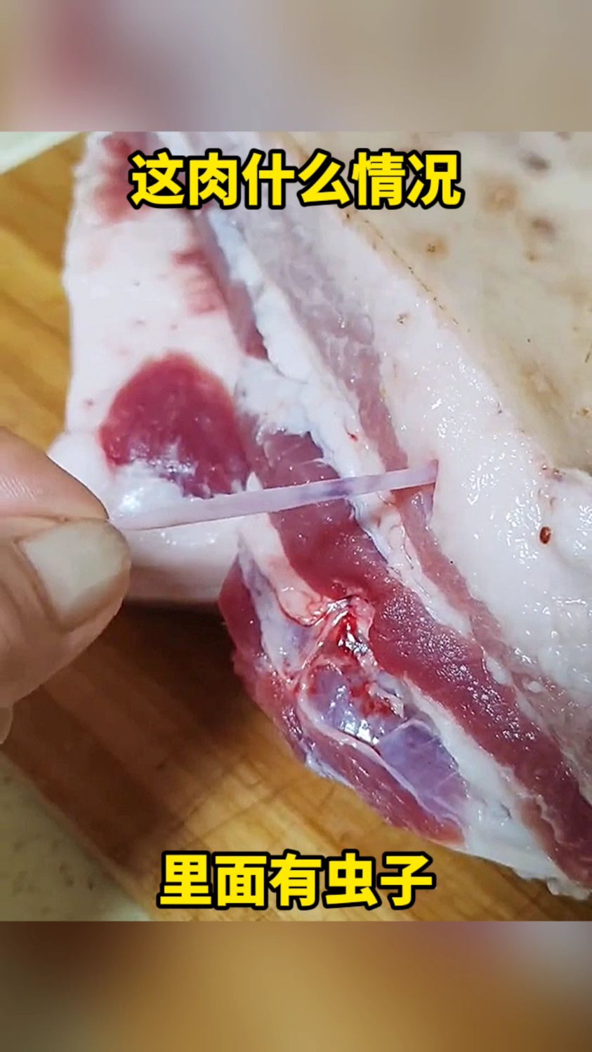 这肉什么情况?里面有虫子