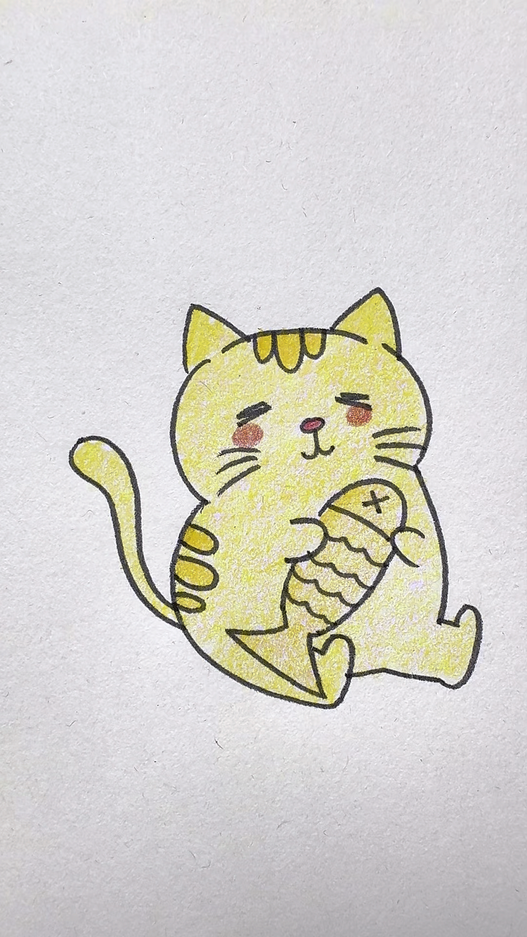画一只爱吃鱼的猫