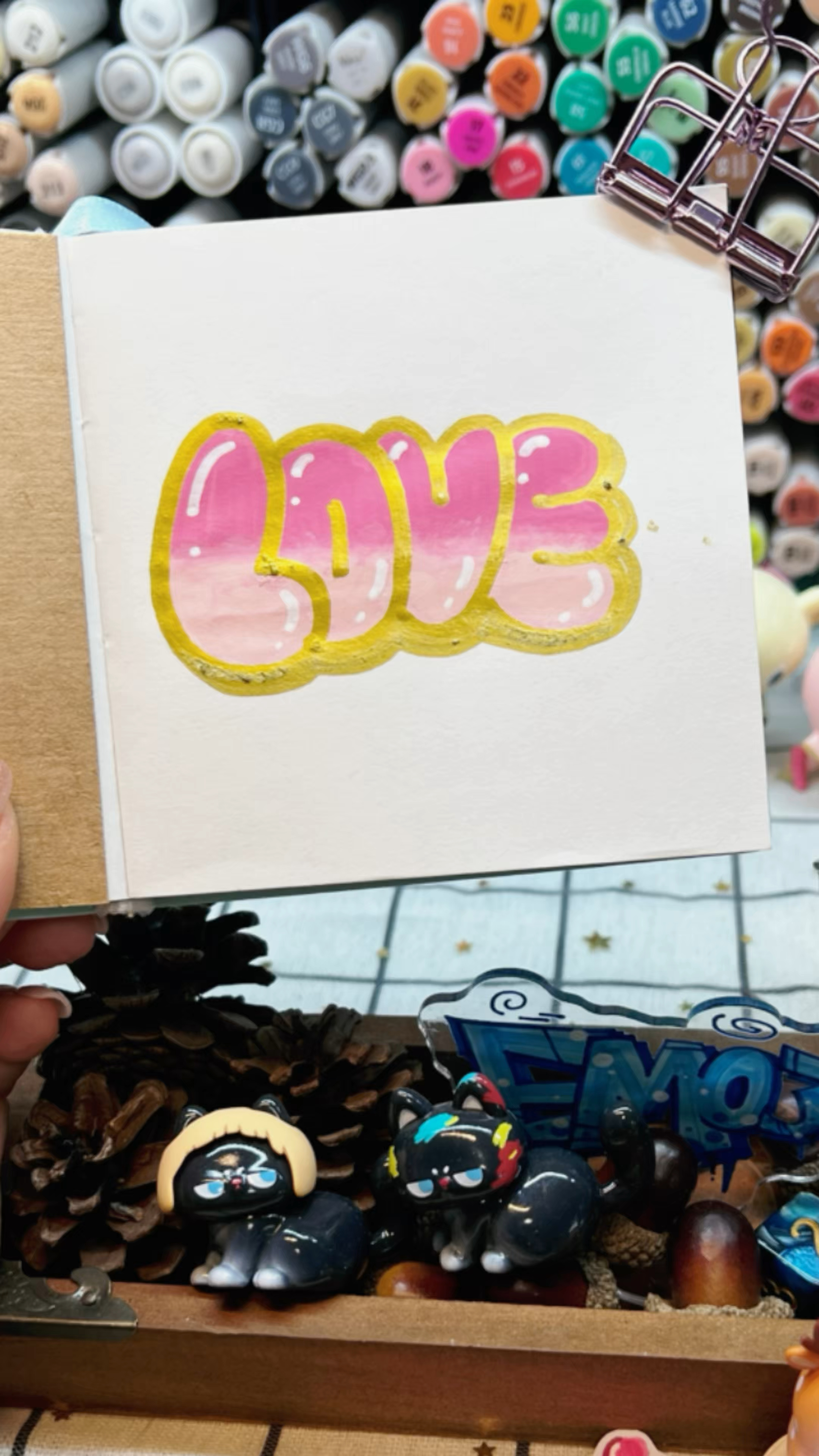 可爱字母泡泡字教程情人节love标题字泡泡字写法  果冻字