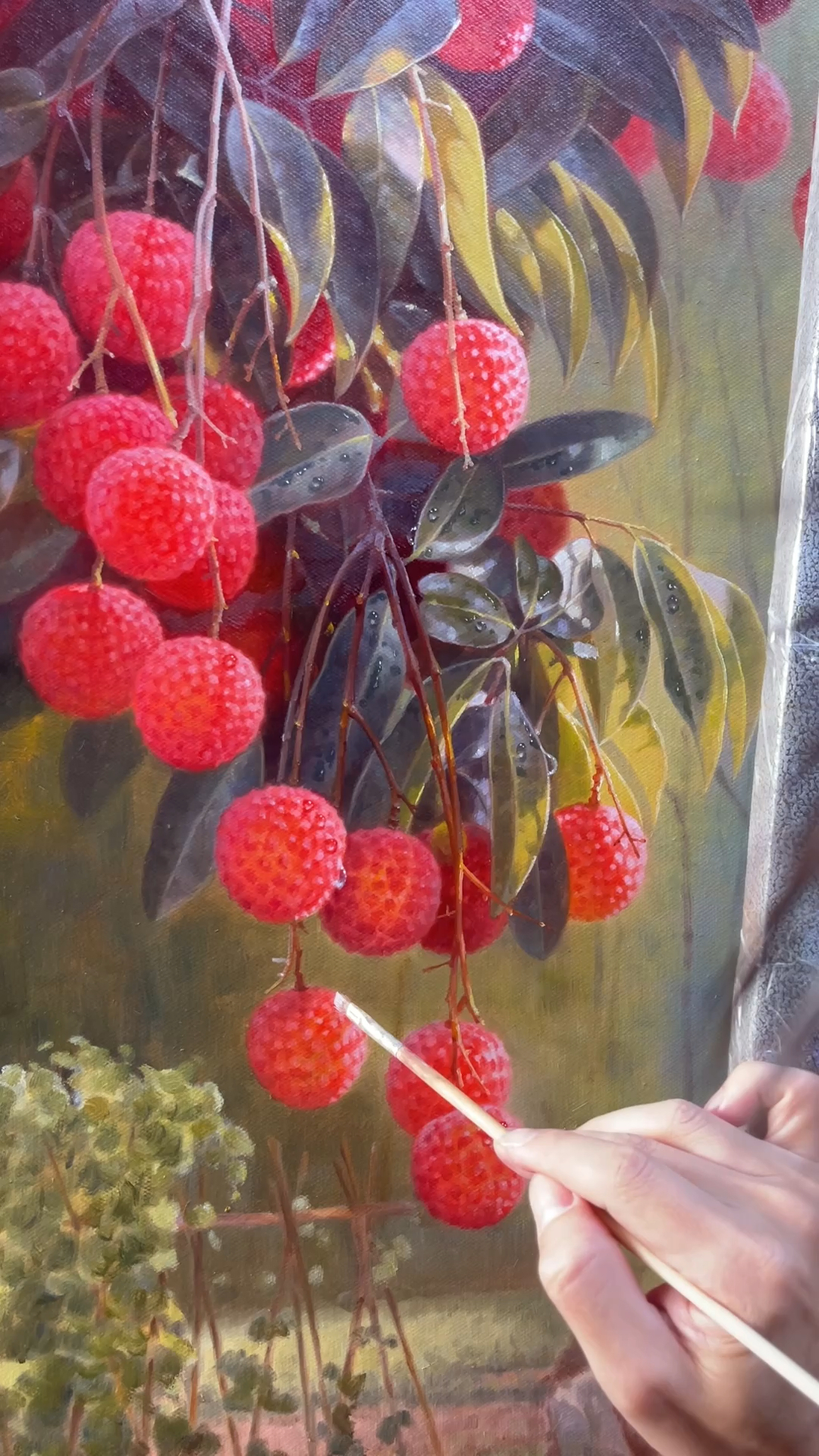 画荔枝肉,油画荔枝