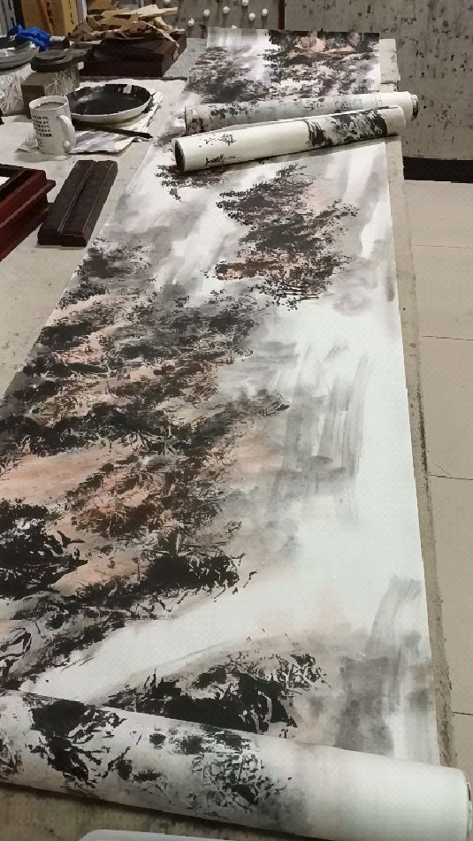 山水长卷剪裁,分几段