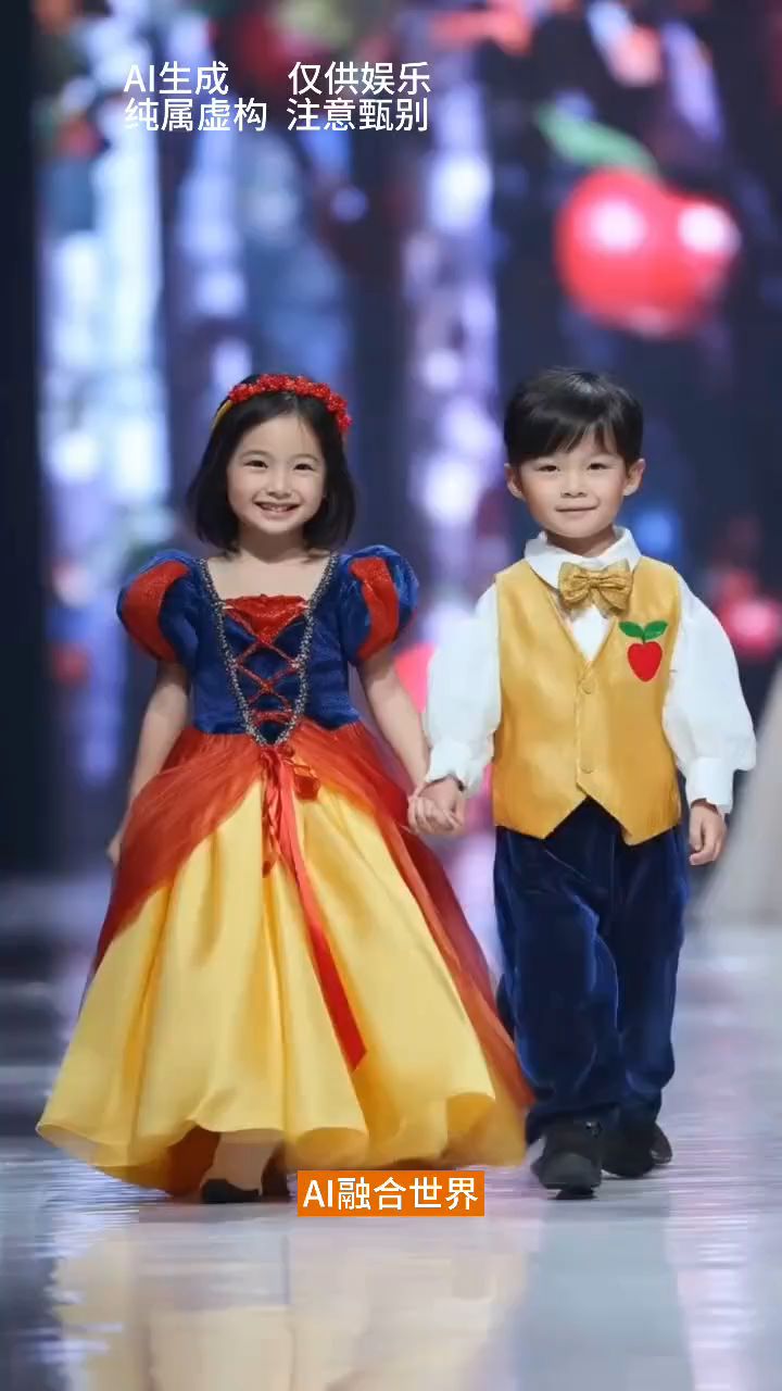 儿童版迪士尼公主和王子#迪士尼 #走秀