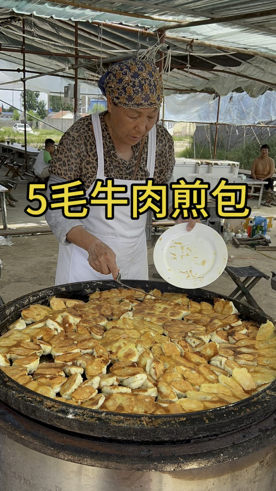5毛牛肉煎包，两面金黄，太香啦！
