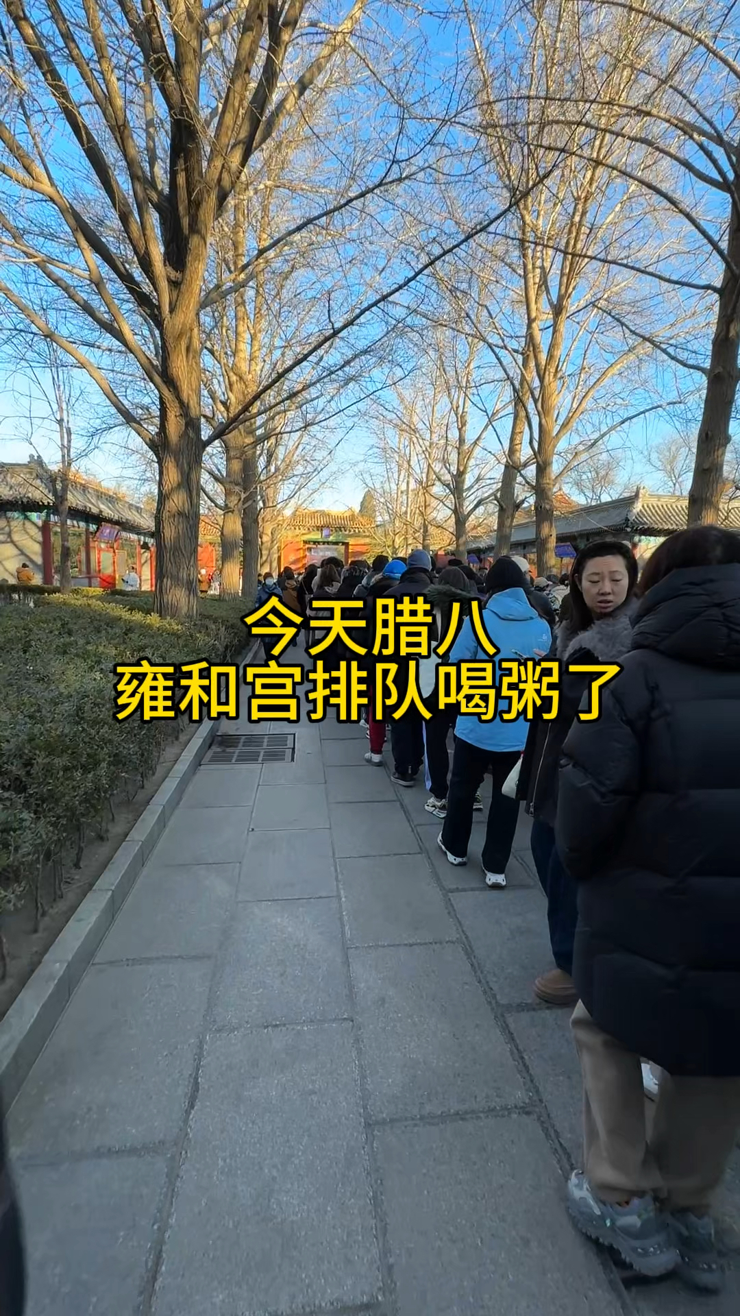 今天腊八节,雍和宫人山人海,免费喝腊八粥!