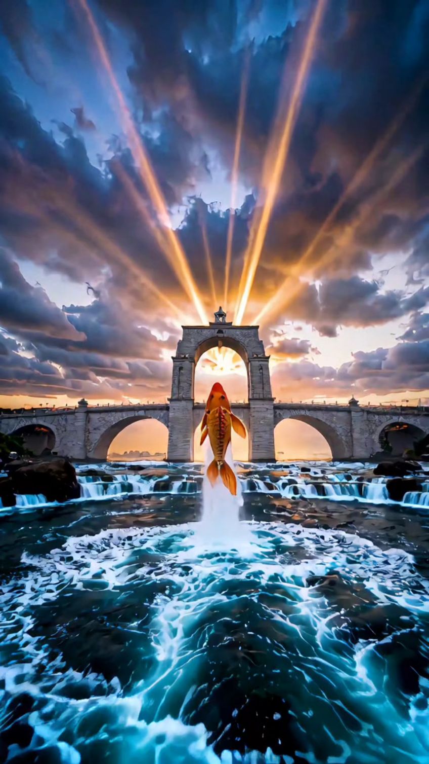 手机动态壁纸,视频彩铃:锦鲤跃龙门,好运连连