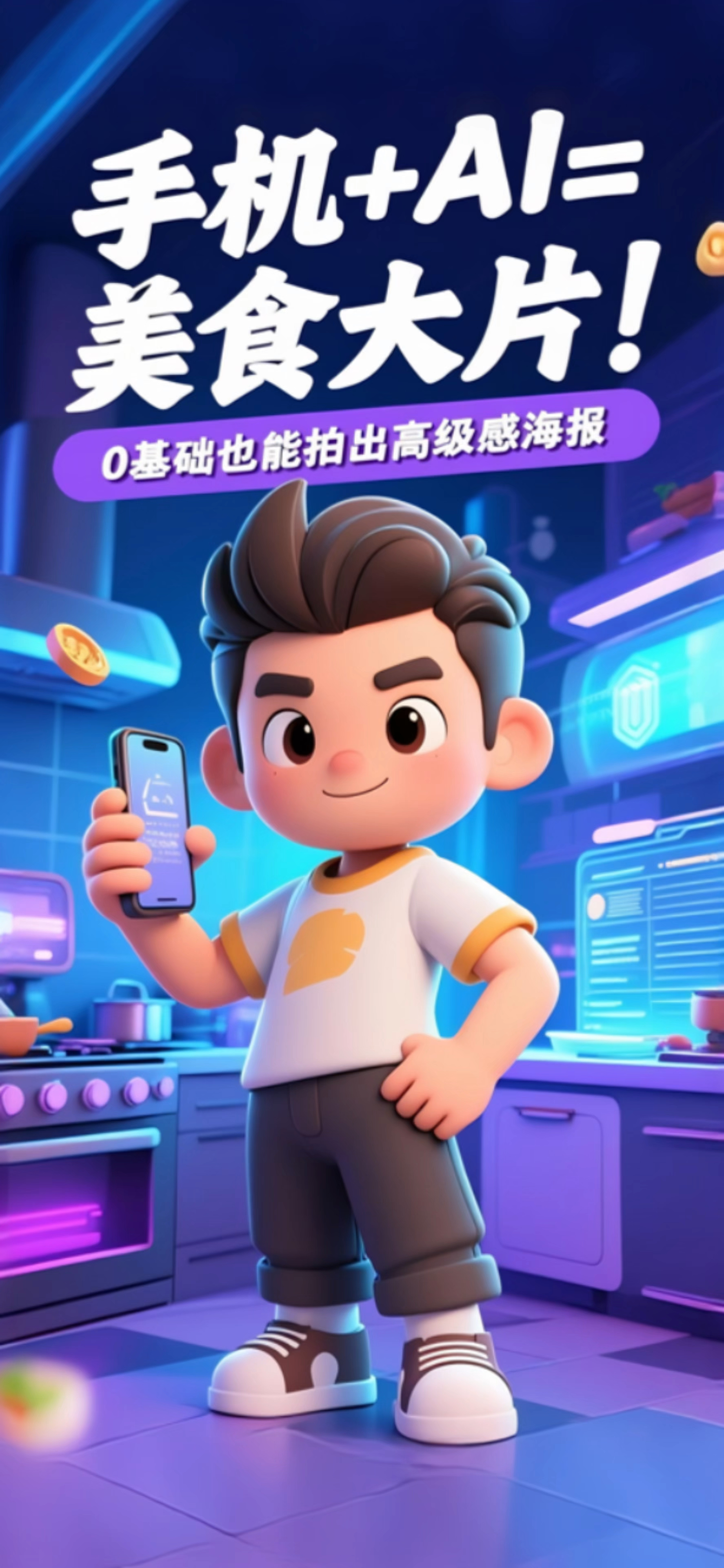 手机+AI=美食大片!0基础拍高级感海报!
