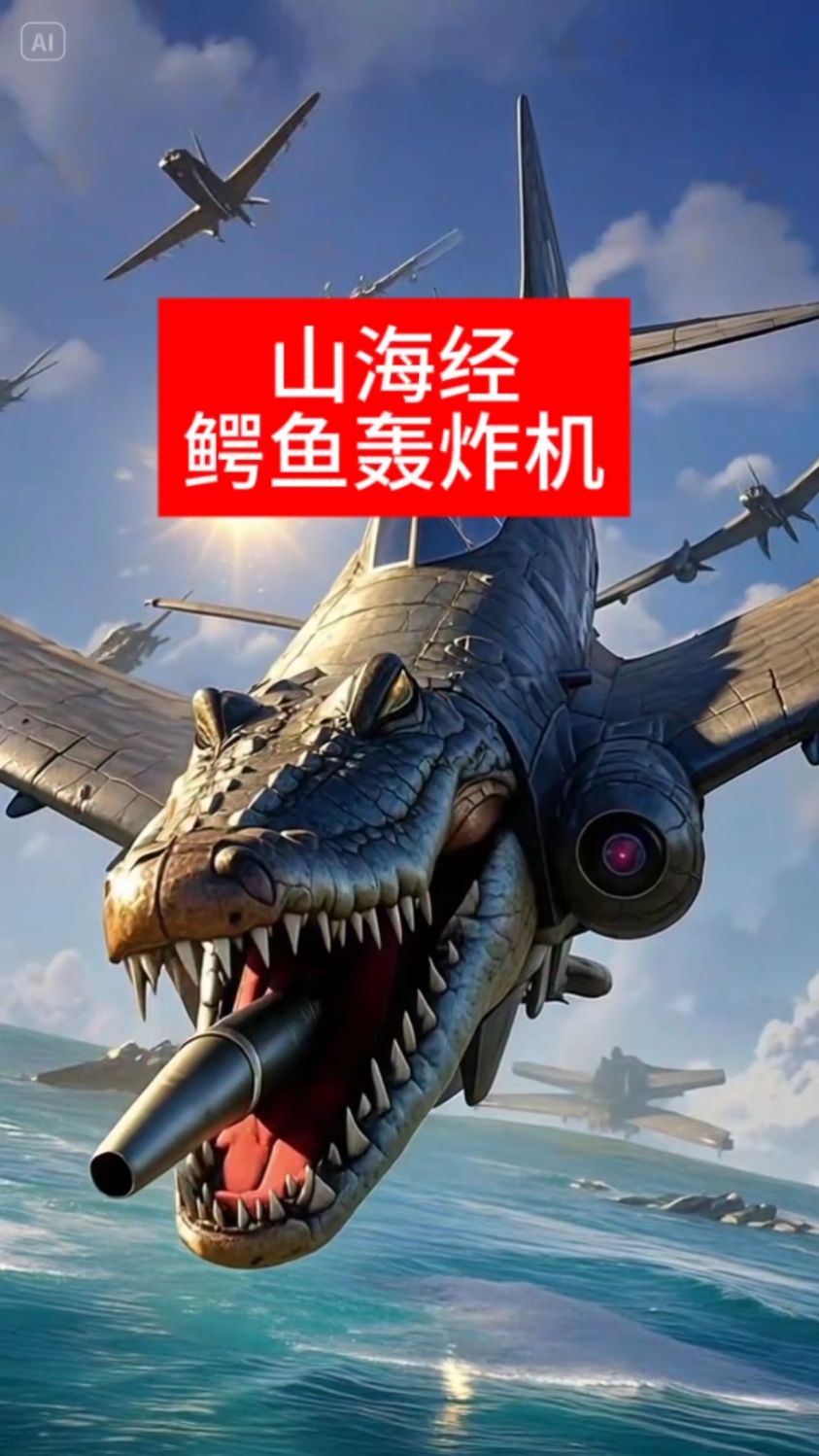 山海经AI变异,鳄鱼轰炸机用嘴开炮成嘴炮,鲨鱼哥表示不服!