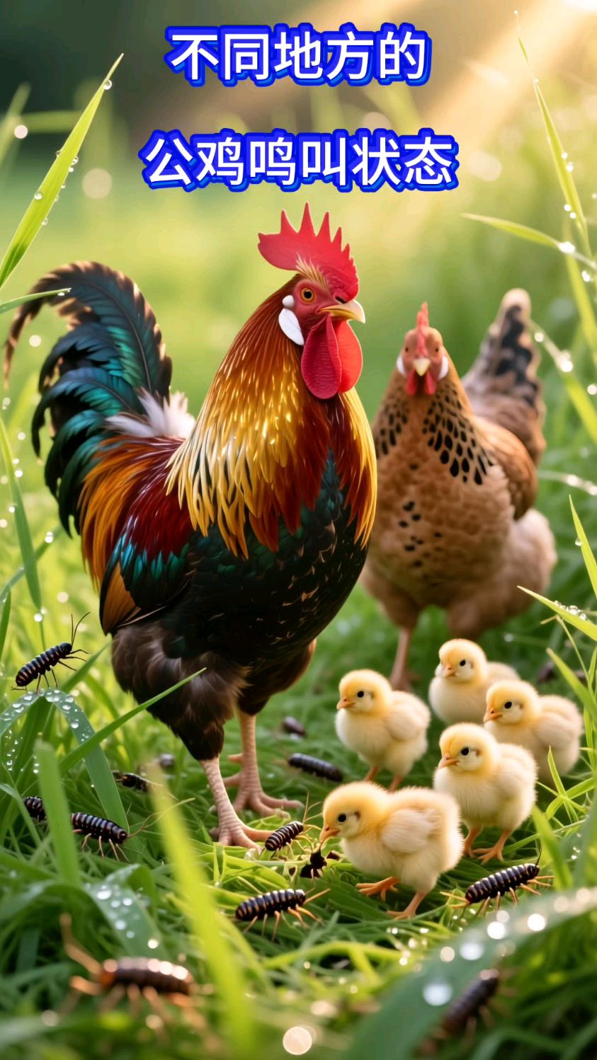不同地方的公鸡鸣叫时状态 #公鸡打鸣 #动物世界 #公鸡鸣叫 #家禽