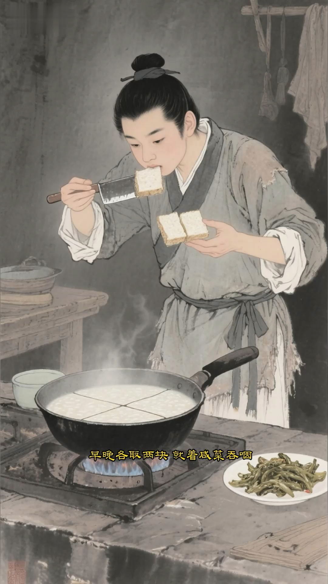 历史成语故事《断齑画粥》