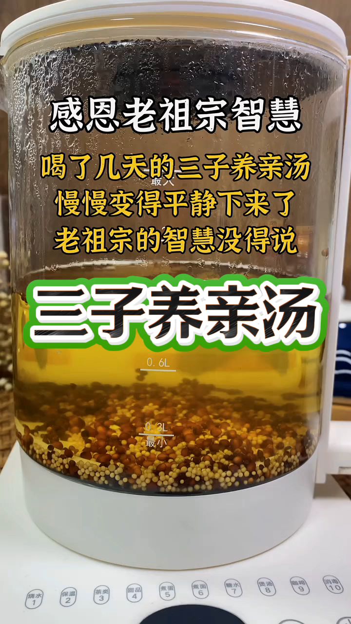 白萝卜子、白芥子、紫苏子，一起煮水喝，这就是三子养亲汤。