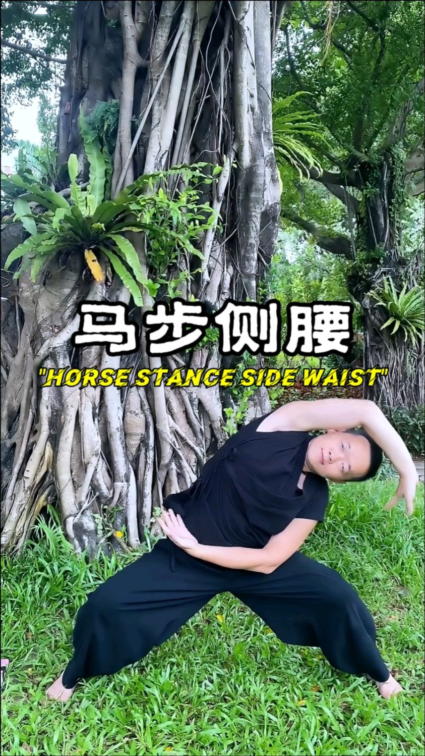 #强身健体 熬夜的 吃太饱的 这个动作练起来 #马步侧腰