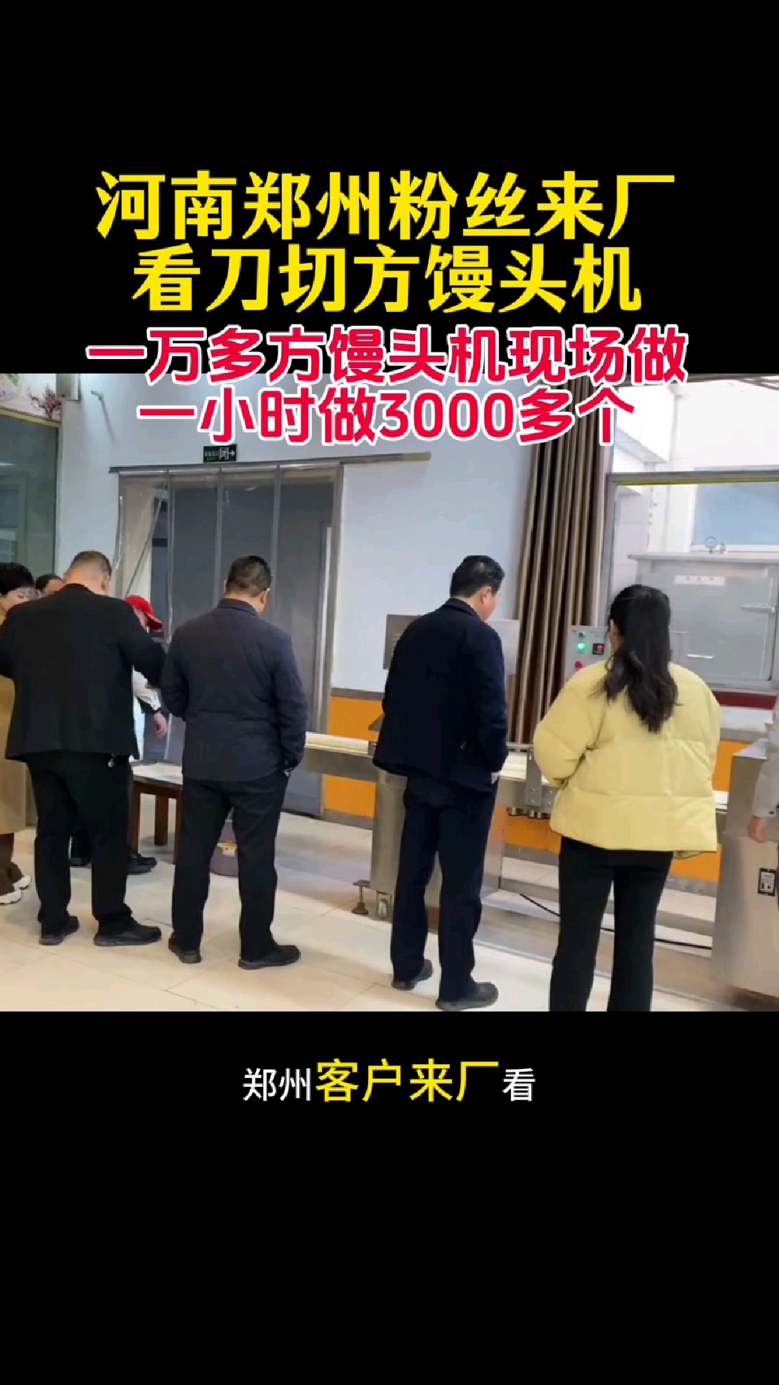 郑州粉丝来厂看刀切方馒头机,一万多的方馒头机自动做馒头