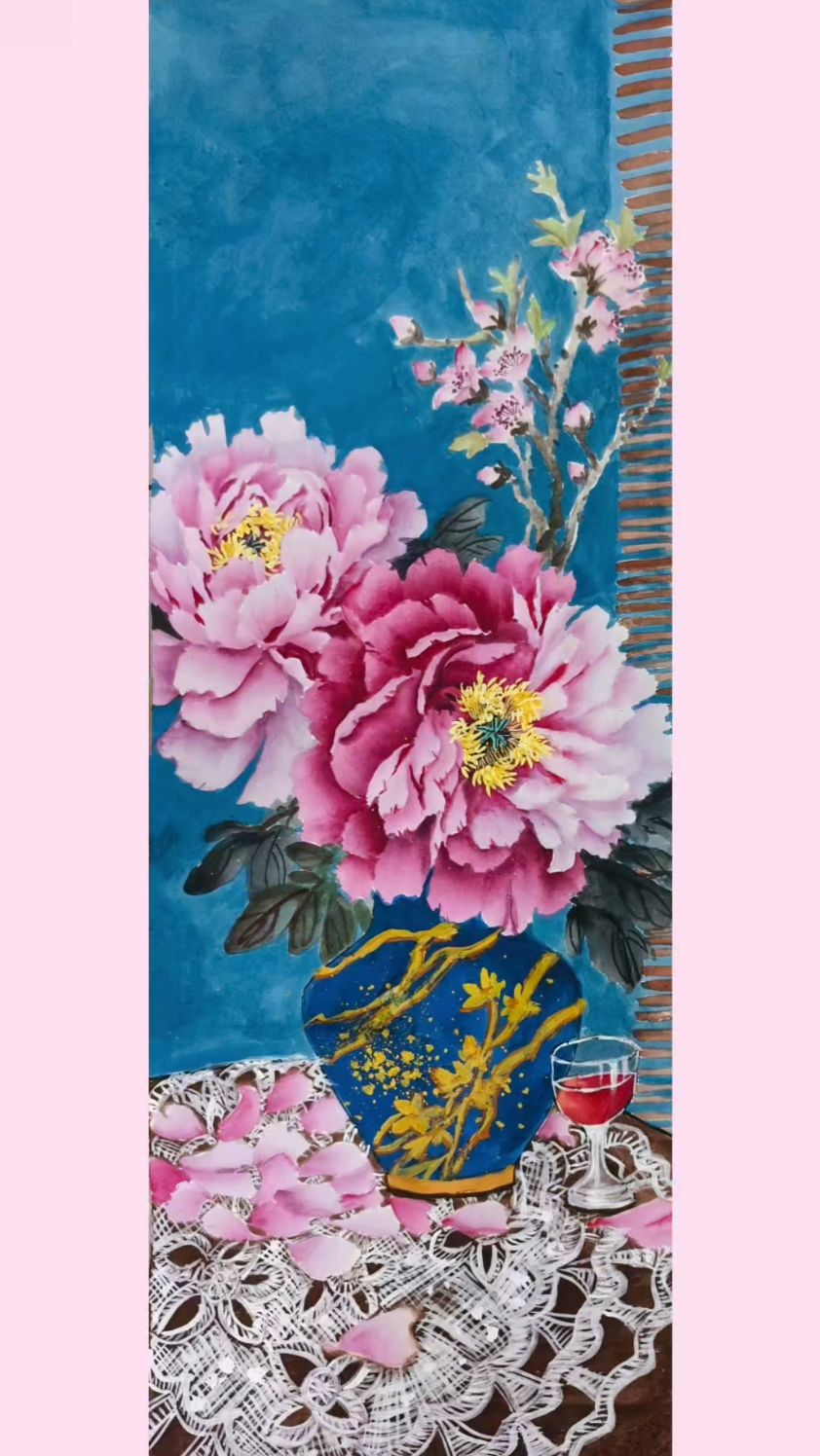写意向日葵型牡丹花画法与步骤