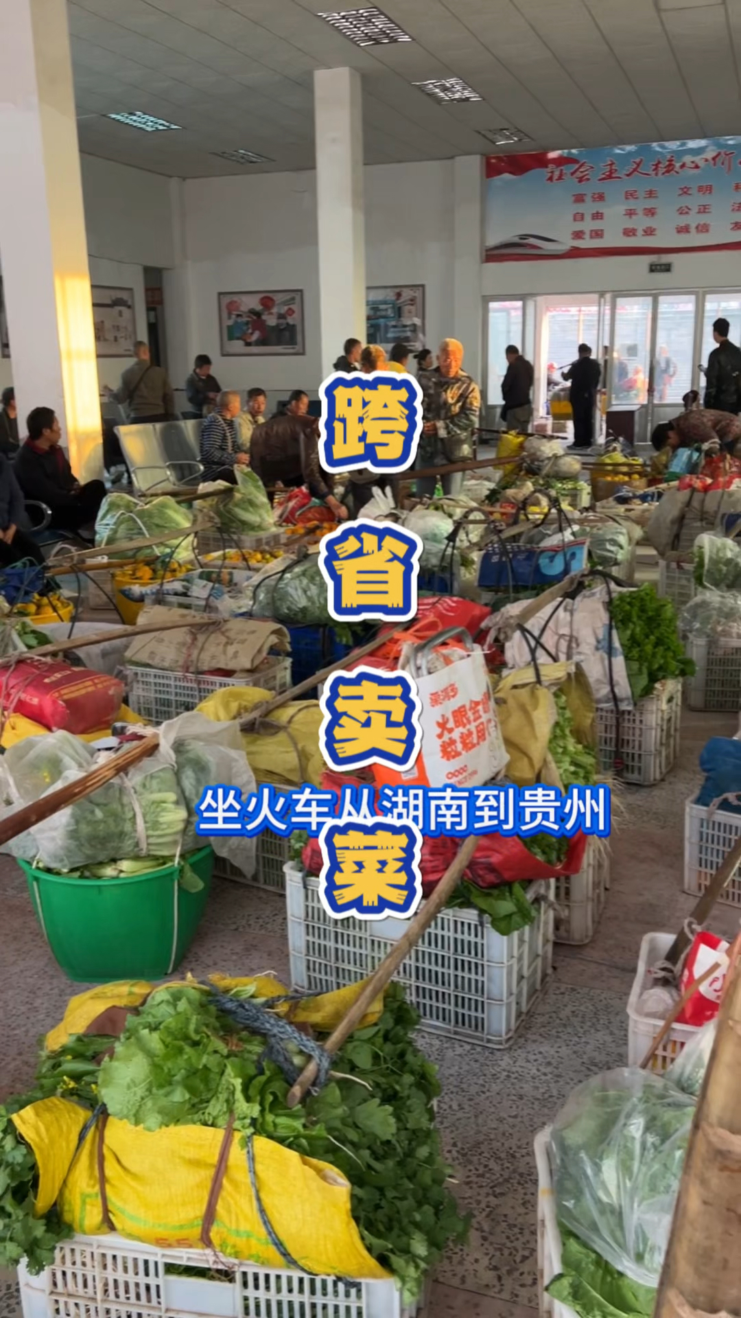 用菜来排队从湖南到贵州坐着火车跨省去买菜。