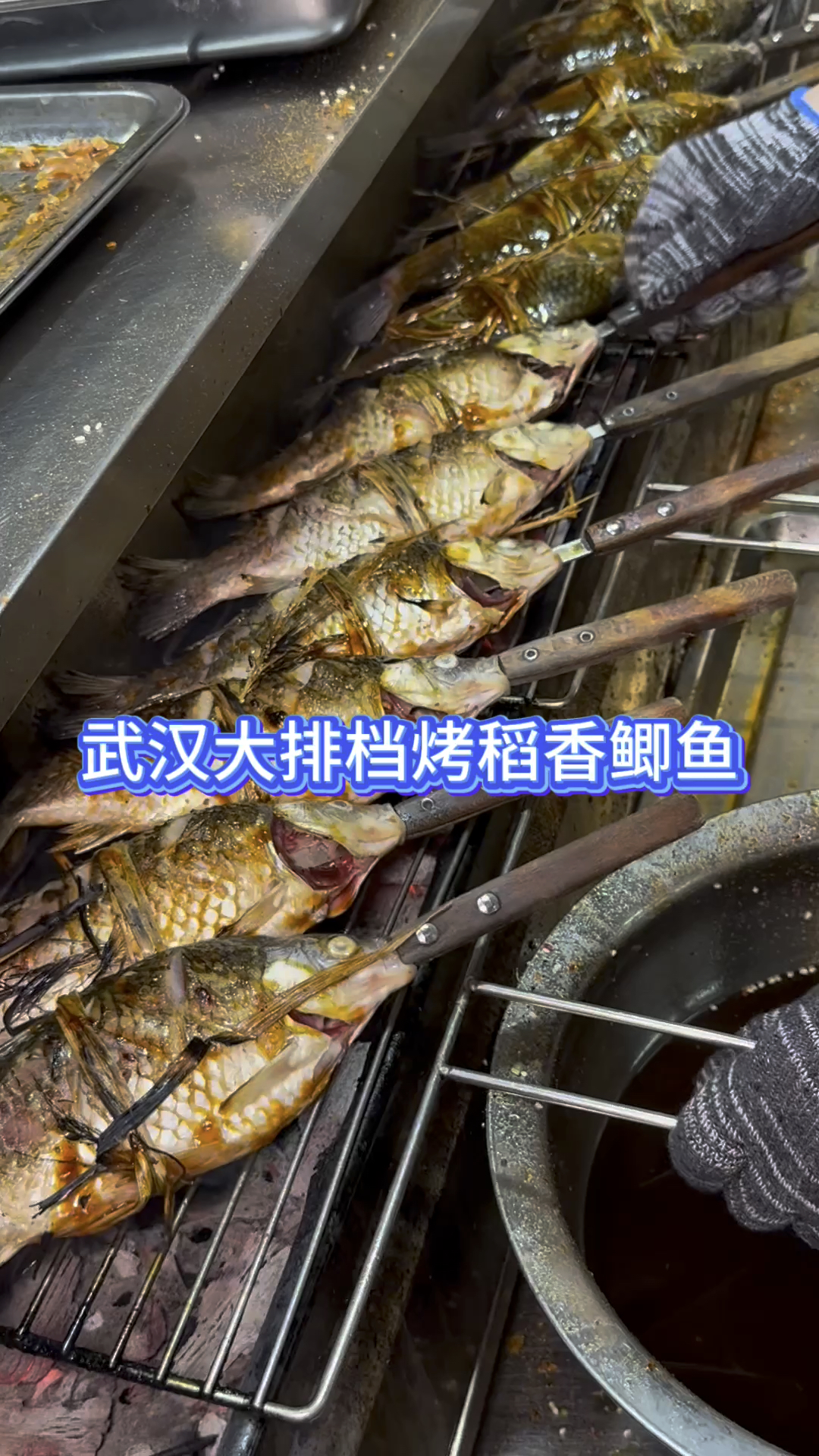 武汉夜市的稻香烤鲫鱼