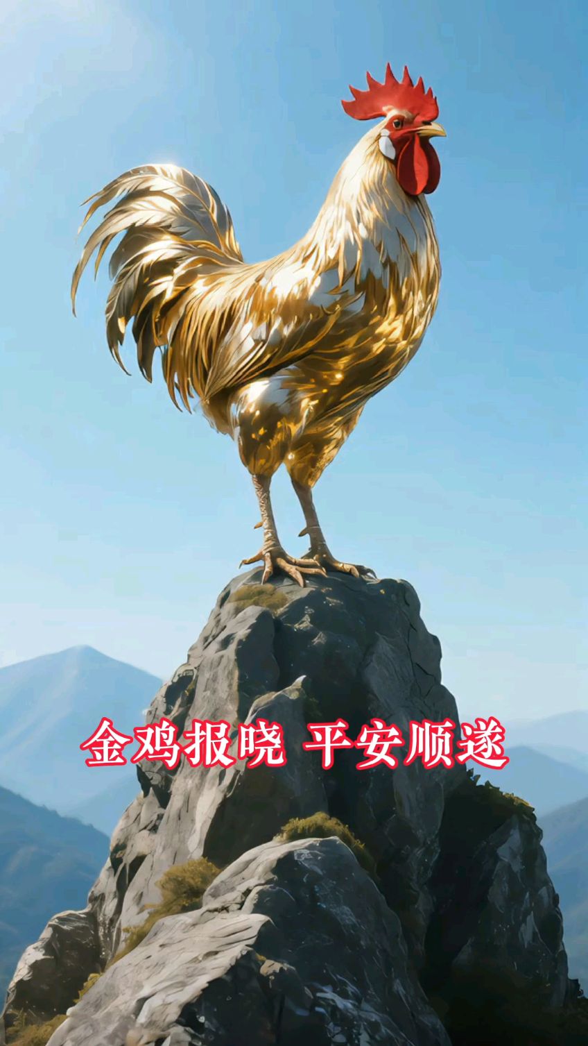 金鸡报晓，平安顺遂。祝您福运亨通，顺水顺风！
