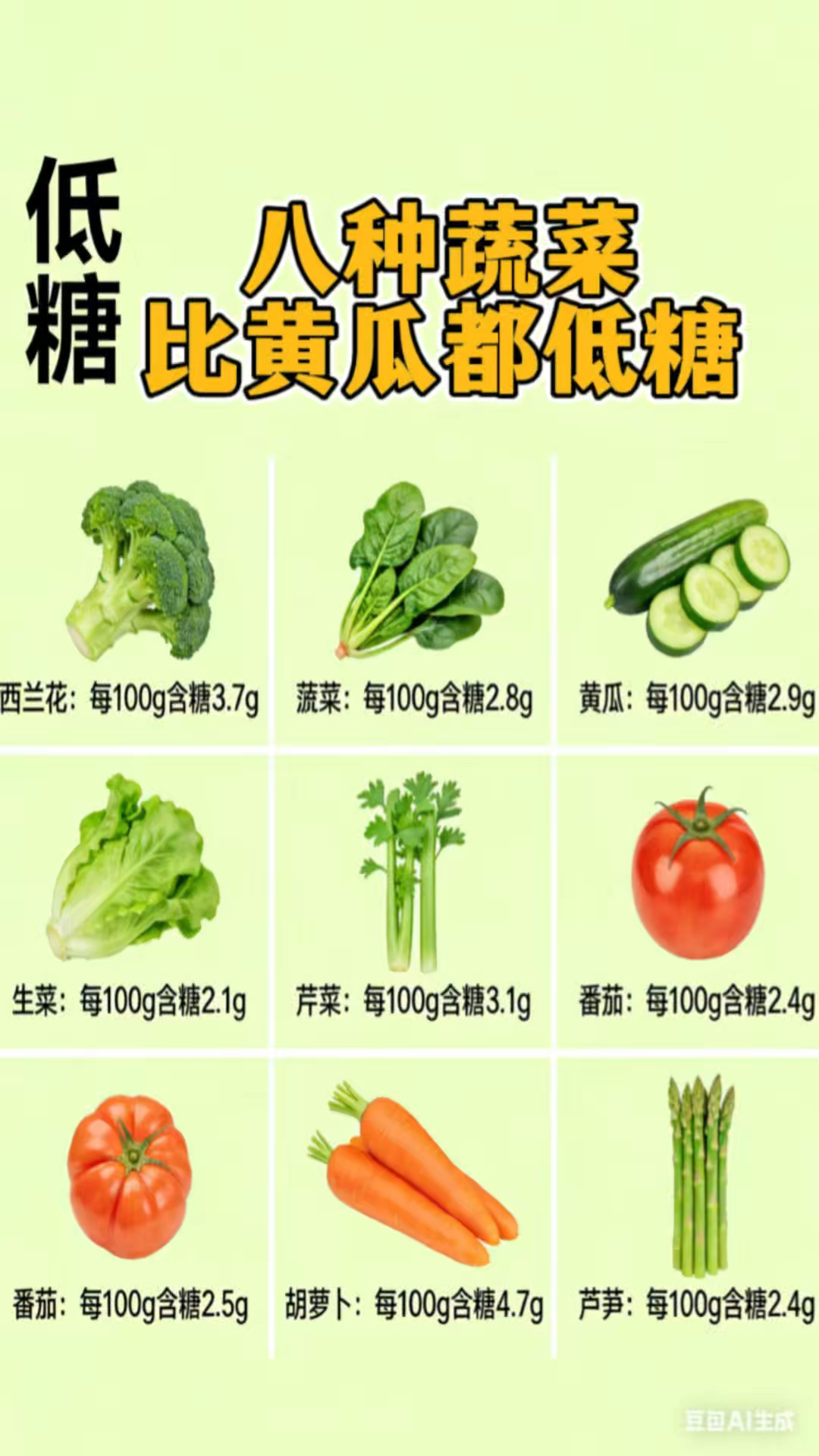 八种低糖蔬菜，收藏吧
