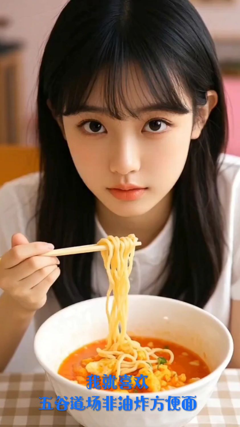 喜欢五谷道场非油炸方便面美女