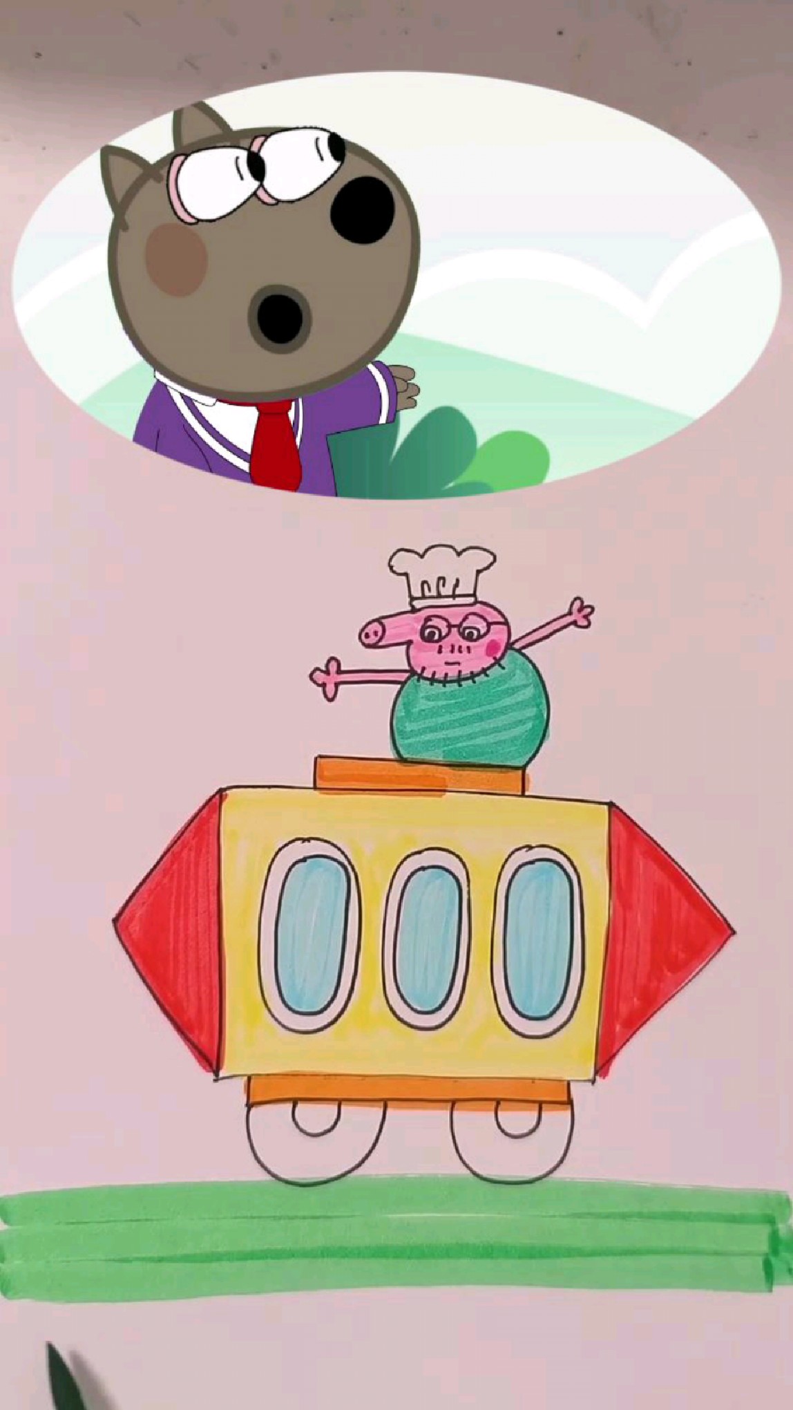 猪爸爸当厨师炒菜