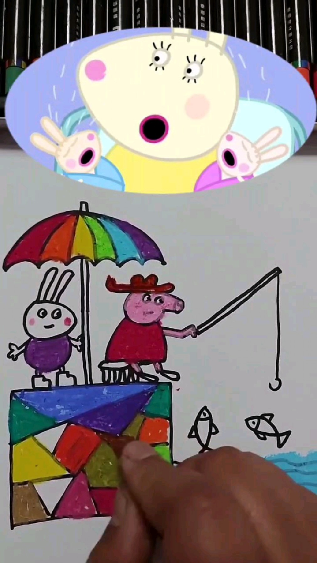 小猪佩奇钓鱼简笔画