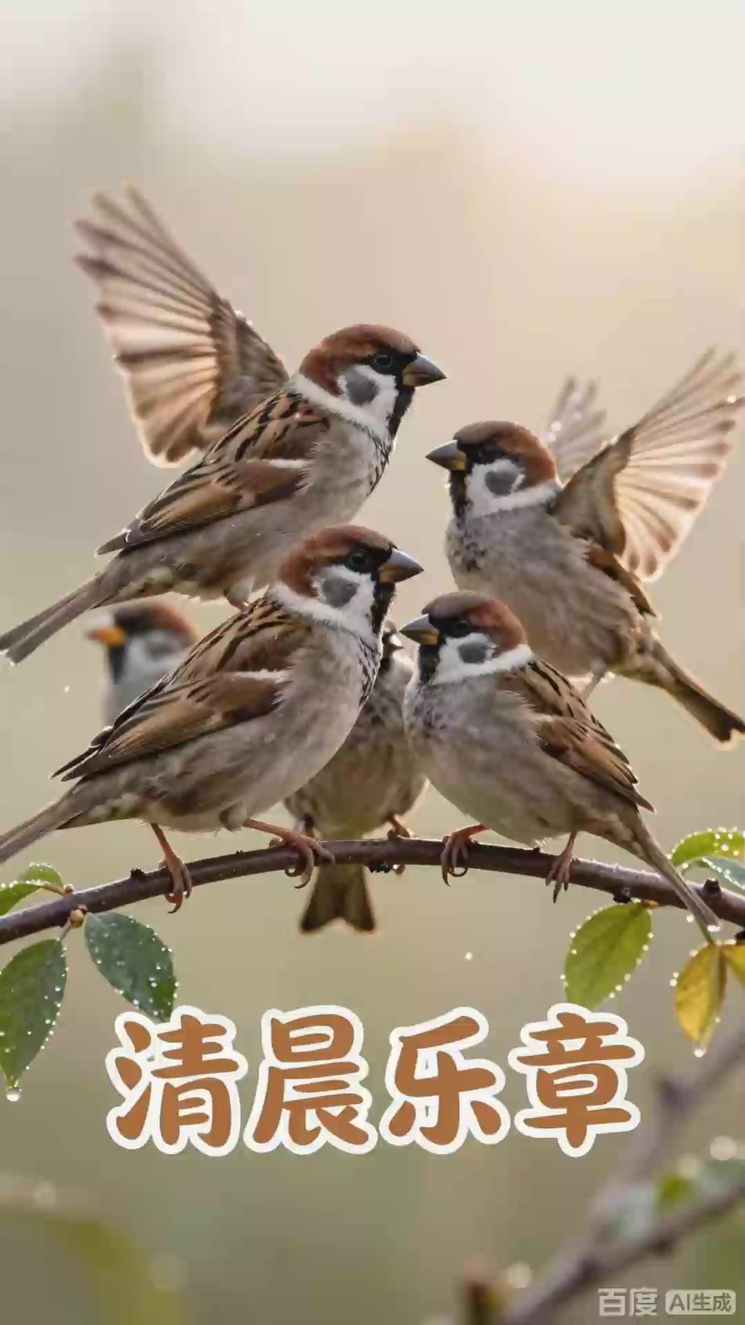 清晨麻雀群叫声，热闹的清晨自然音