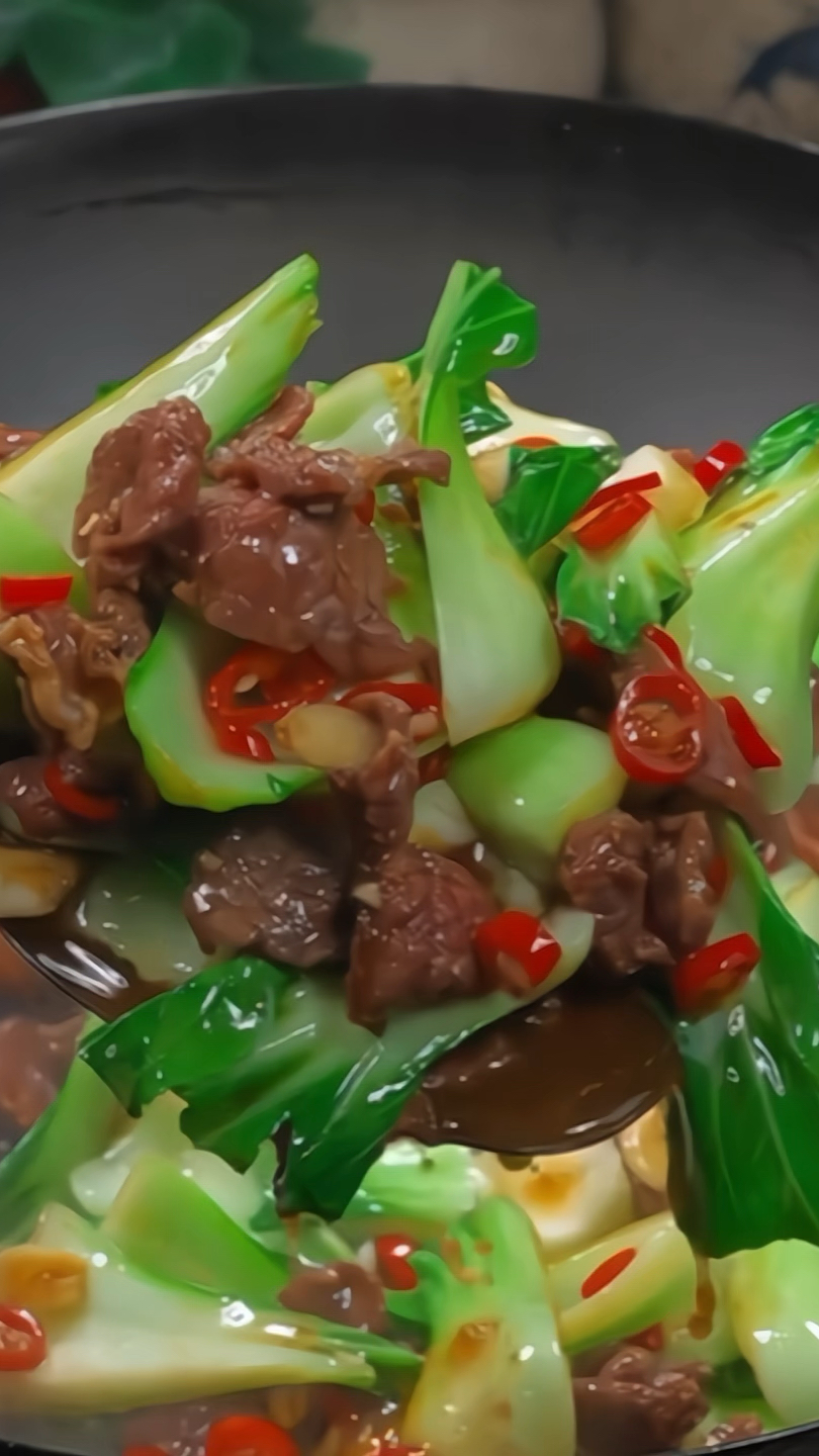 简单又下饭的上海青炒牛肉,又香又好吃!#家常菜
