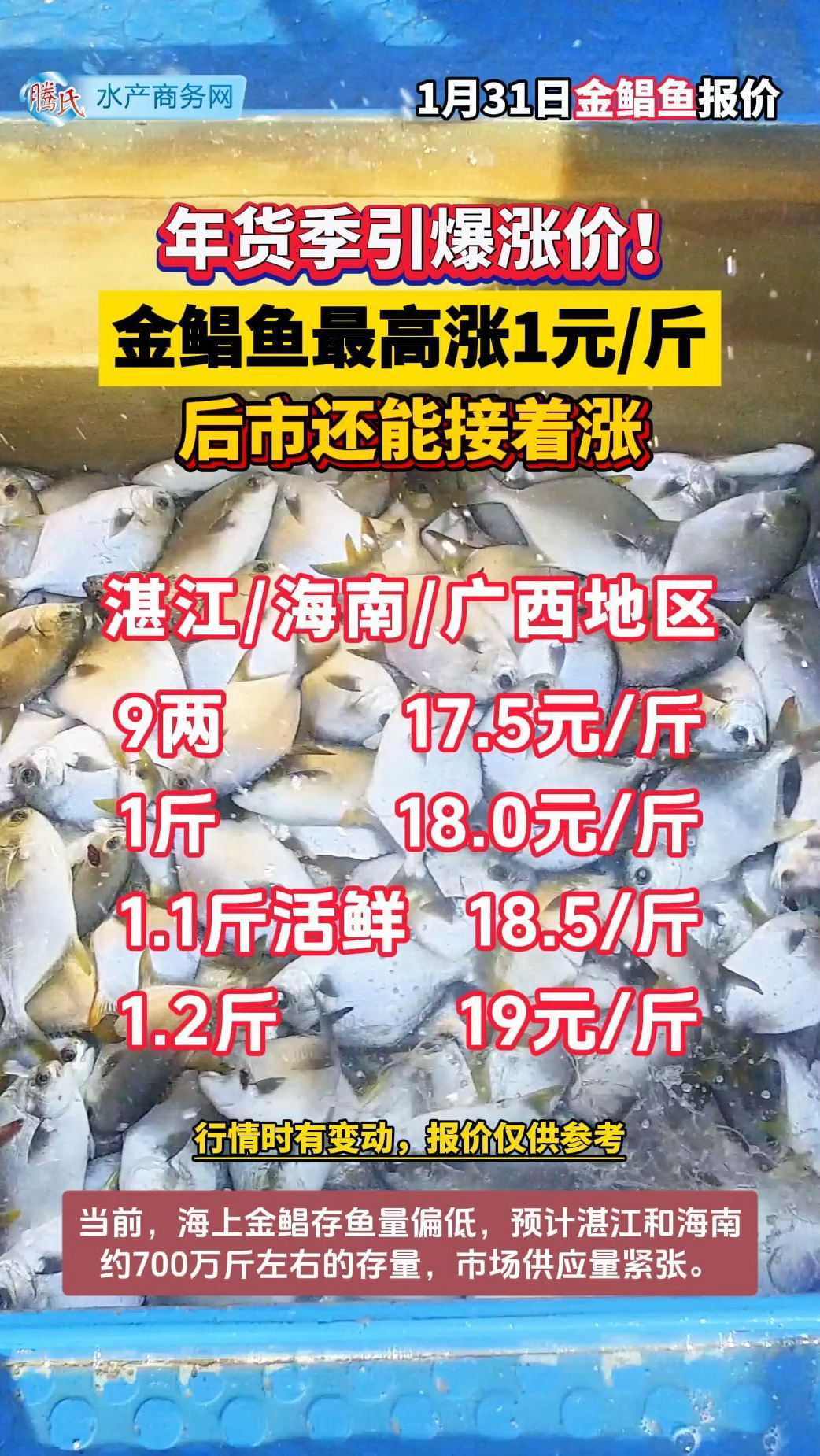 年货季引爆涨价!金鲳鱼最高涨1元/斤,后市还能涨