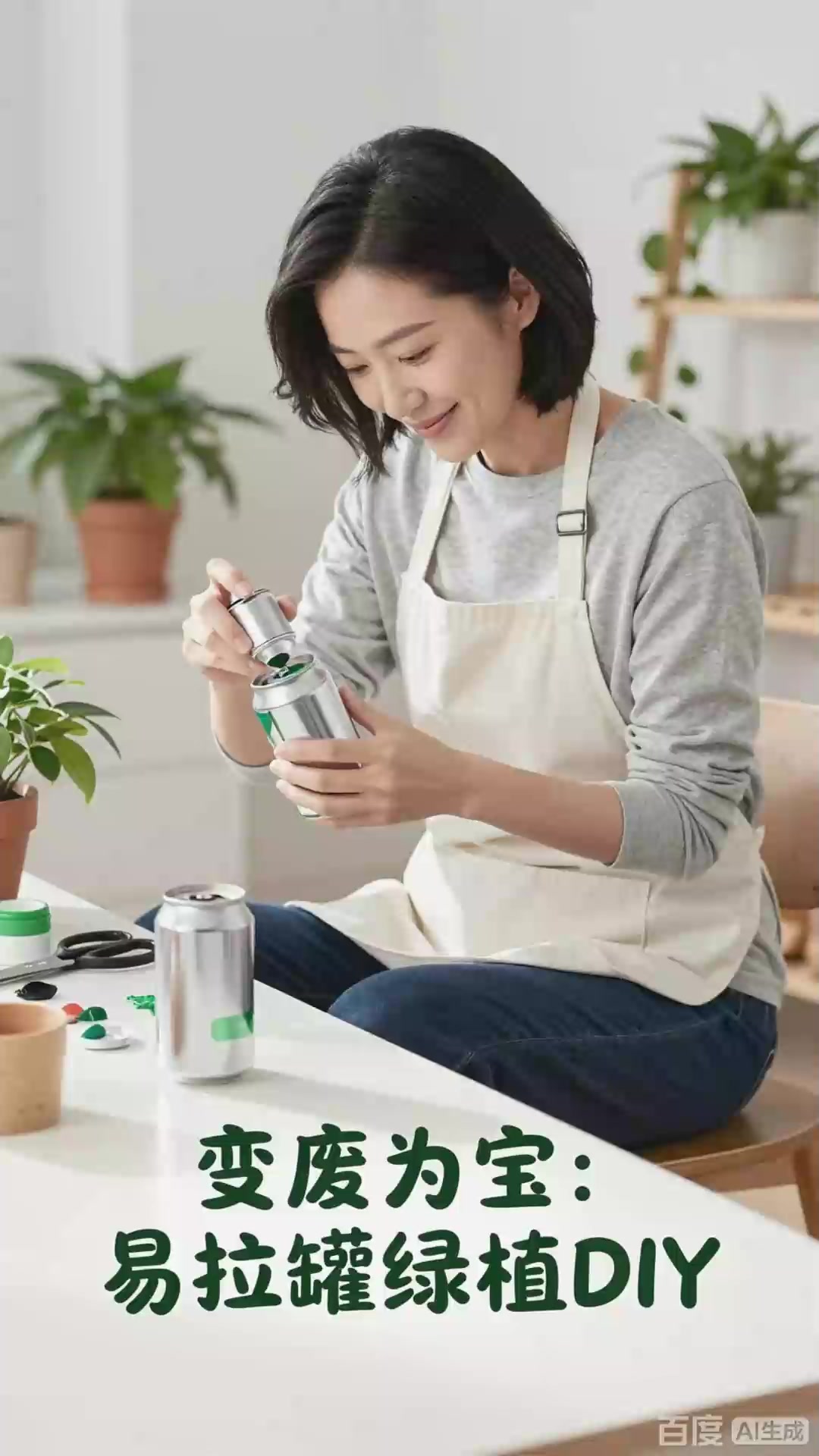 易拉罐剪成花盆,喷漆装饰,绿植盆栽个性!