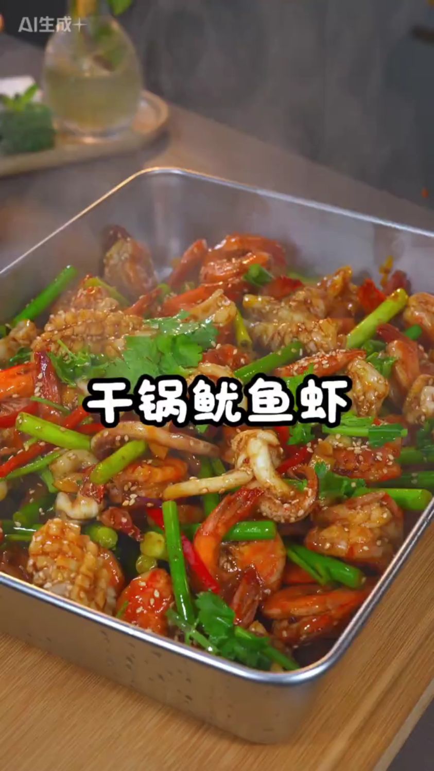 分享一道干锅鱿鱼虾的做法