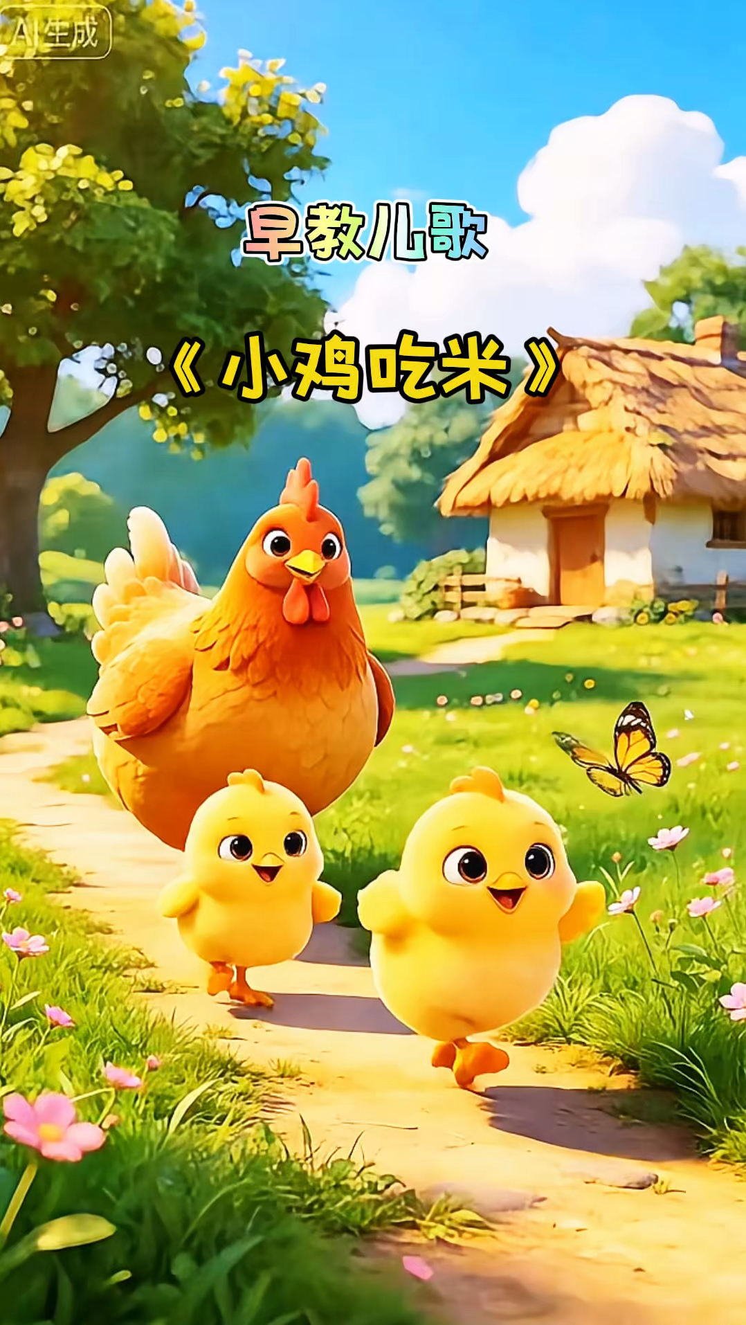 早教儿歌动画《小鸡吃米》