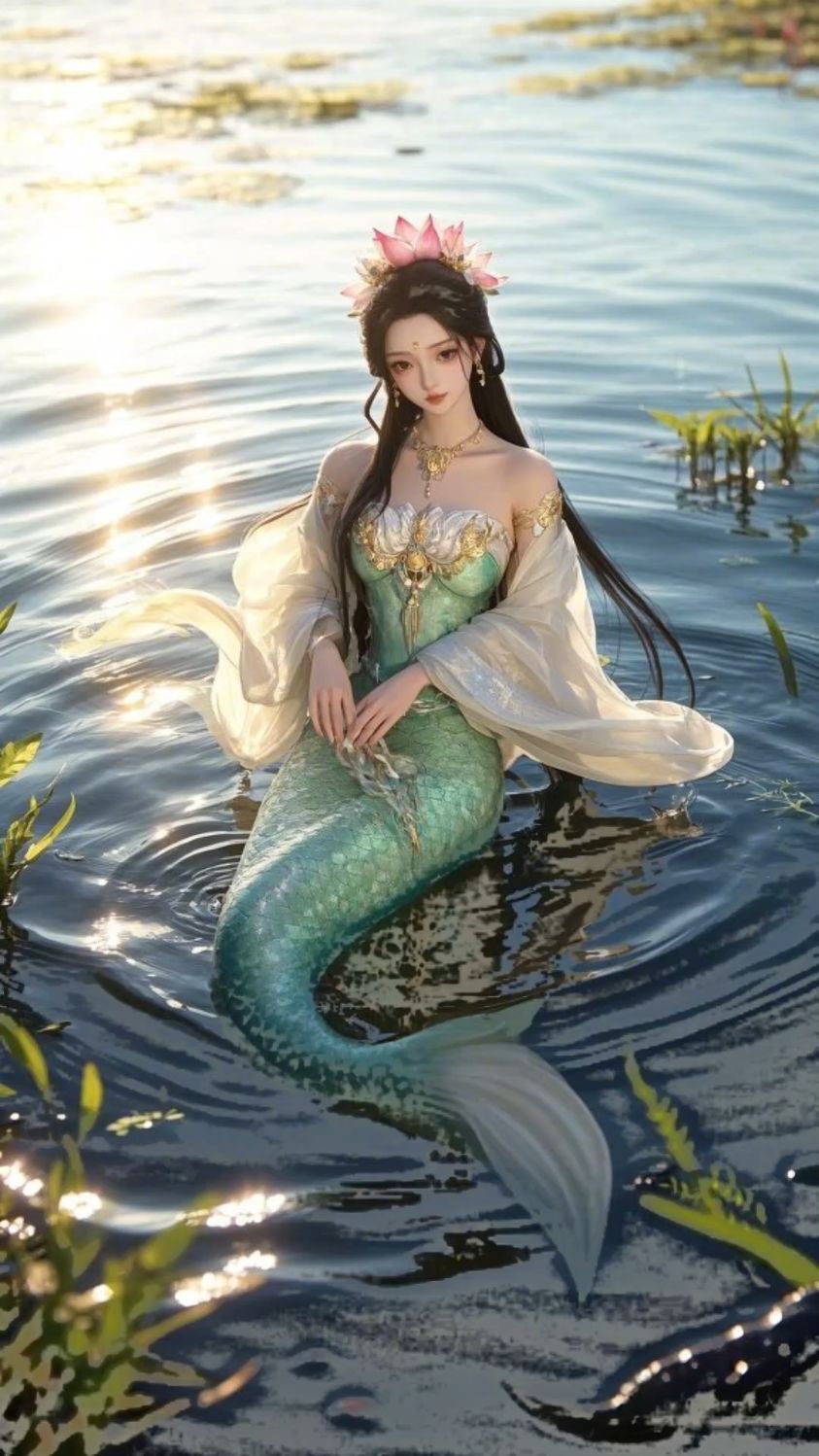 山海经之陵鱼,后世与人鱼传说融合,象征智慧与祥瑞