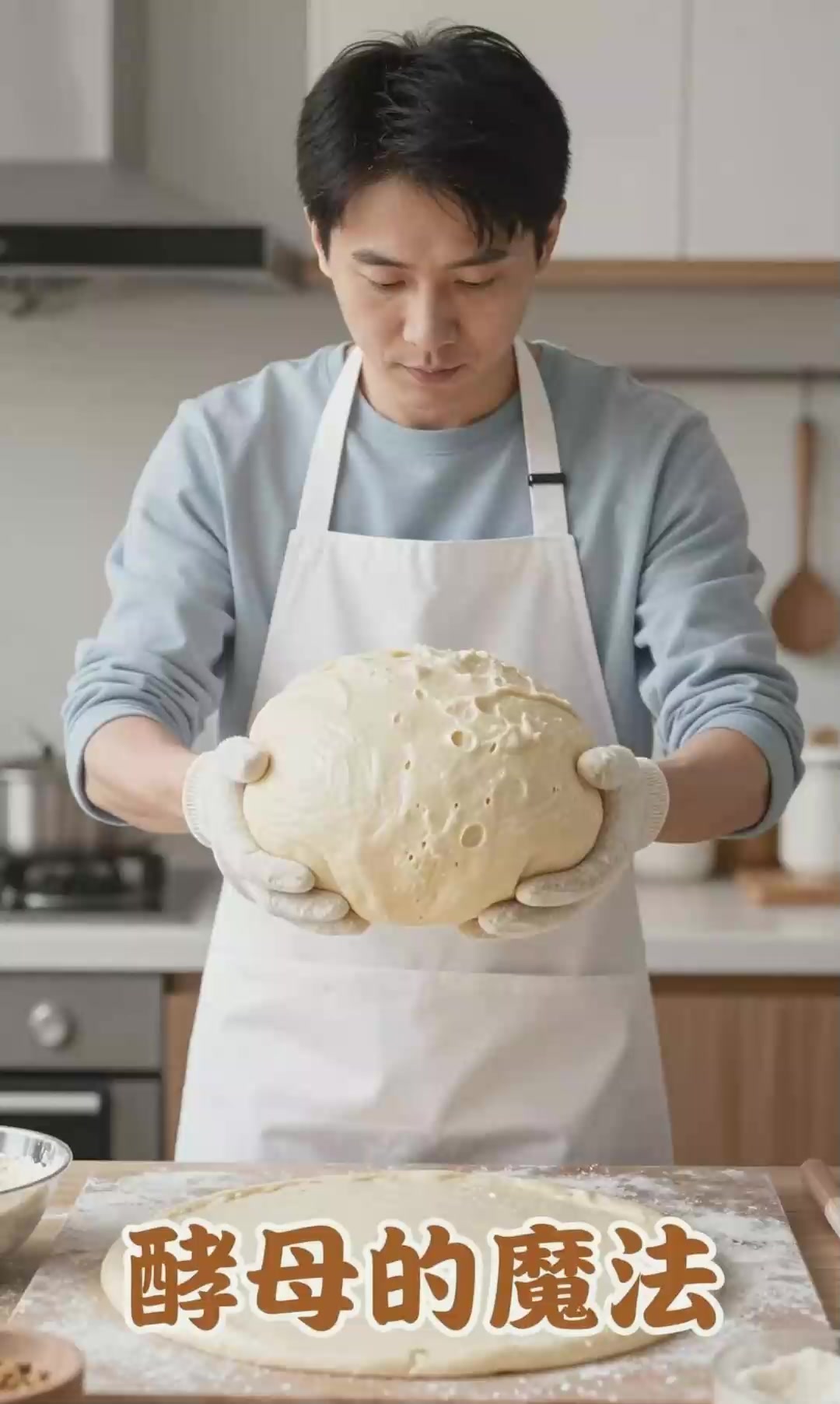 科学实验：面包发酵：酵母产气，面团膨胀松软