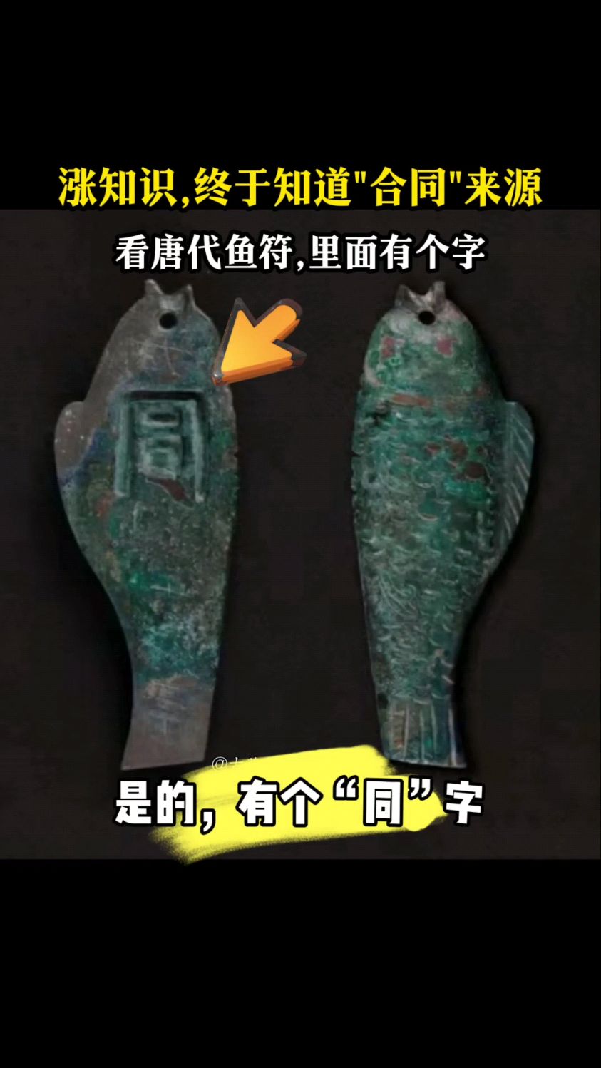 涨知识!终于知道“合同”来源!看唐代鱼符,里面有个字!
